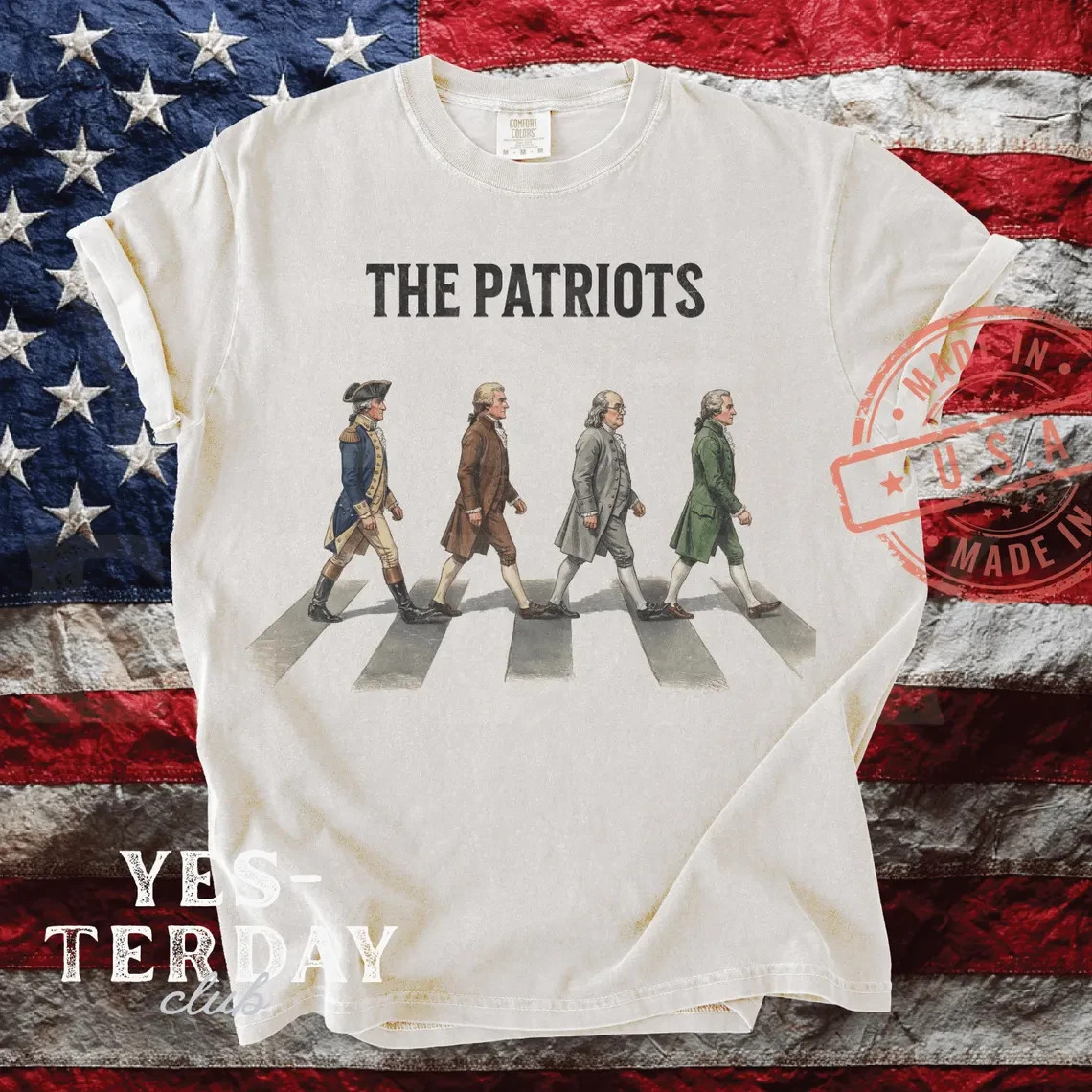 The Patriots Founding Fathers Walking Abbey Road American Flag Patriotic T-Shirt