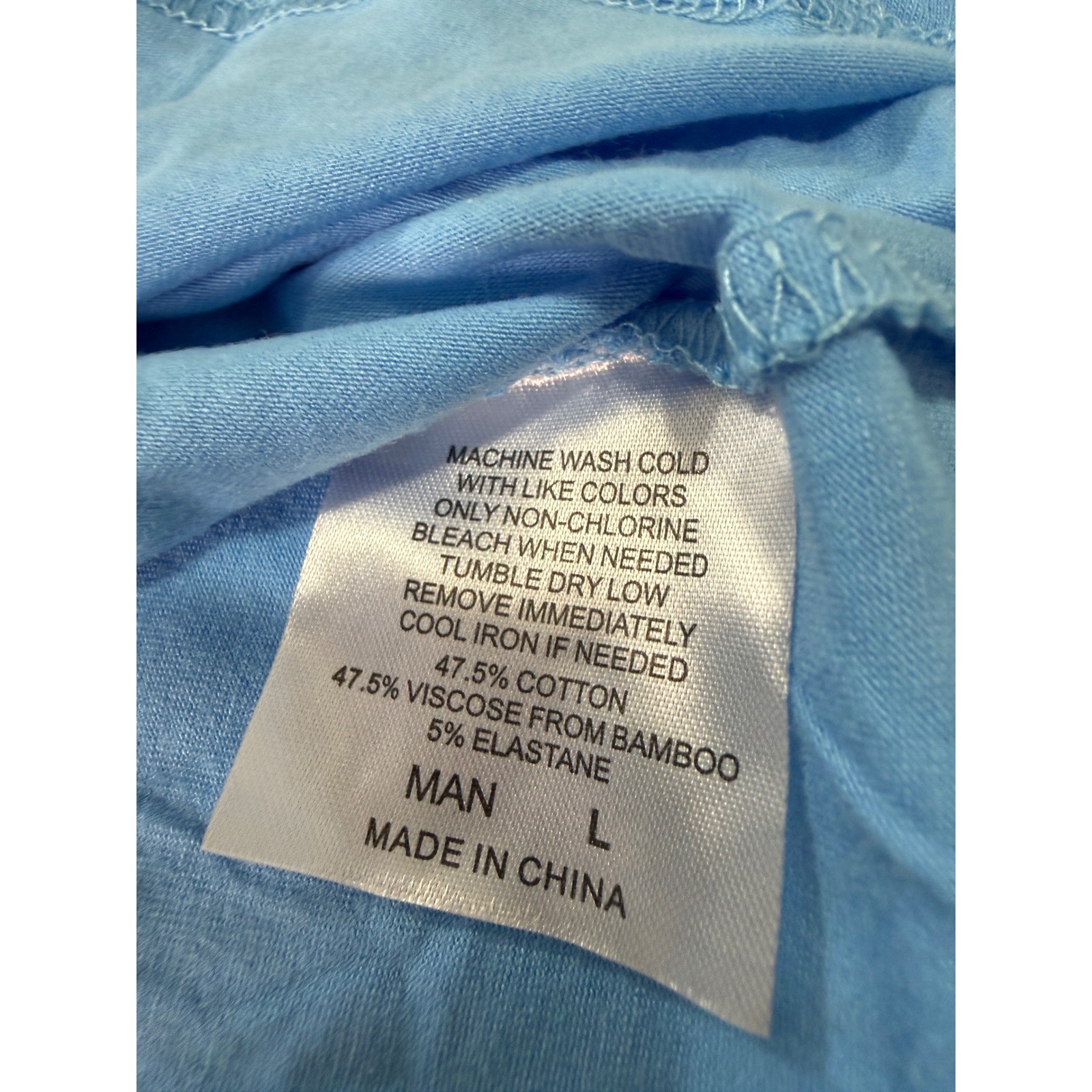 Royal Avalon Mens Bamboo Cotton Blend Crewneck T-Shirt Light Blue Large