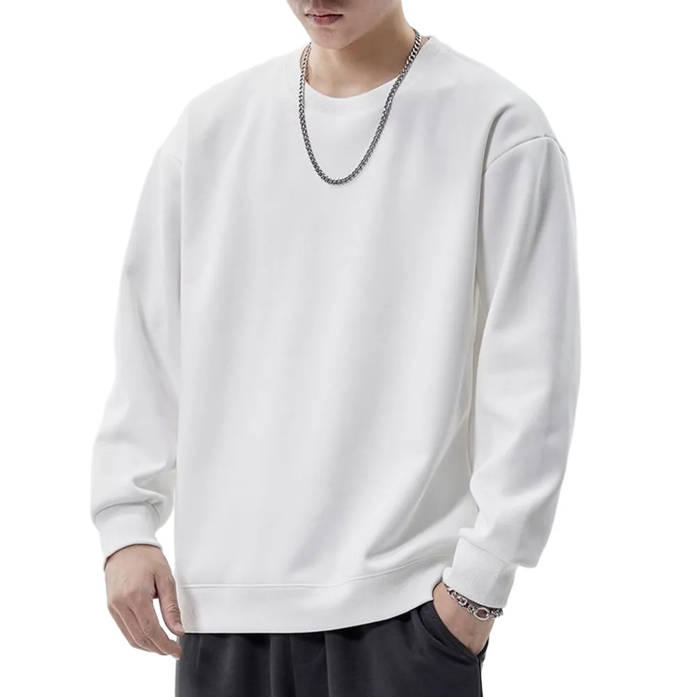 For Casual Wear O-Neck Pullover Loose Long Sleeve Spring Wear Black Dark Grey