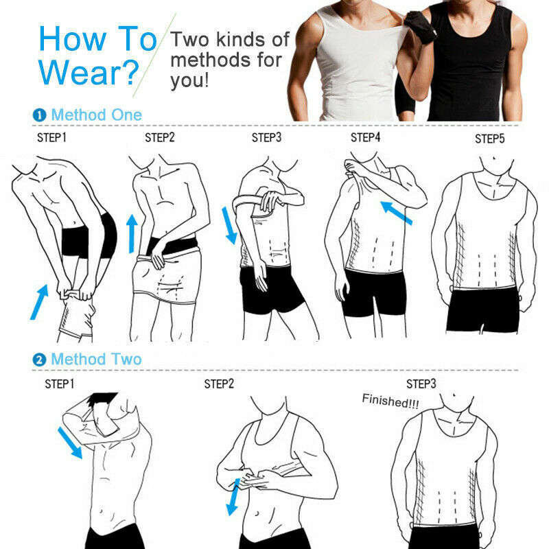 Men’s Chest Compression Shaping Vest Tummy Control Shirt Hide Gynecomastia Moobs