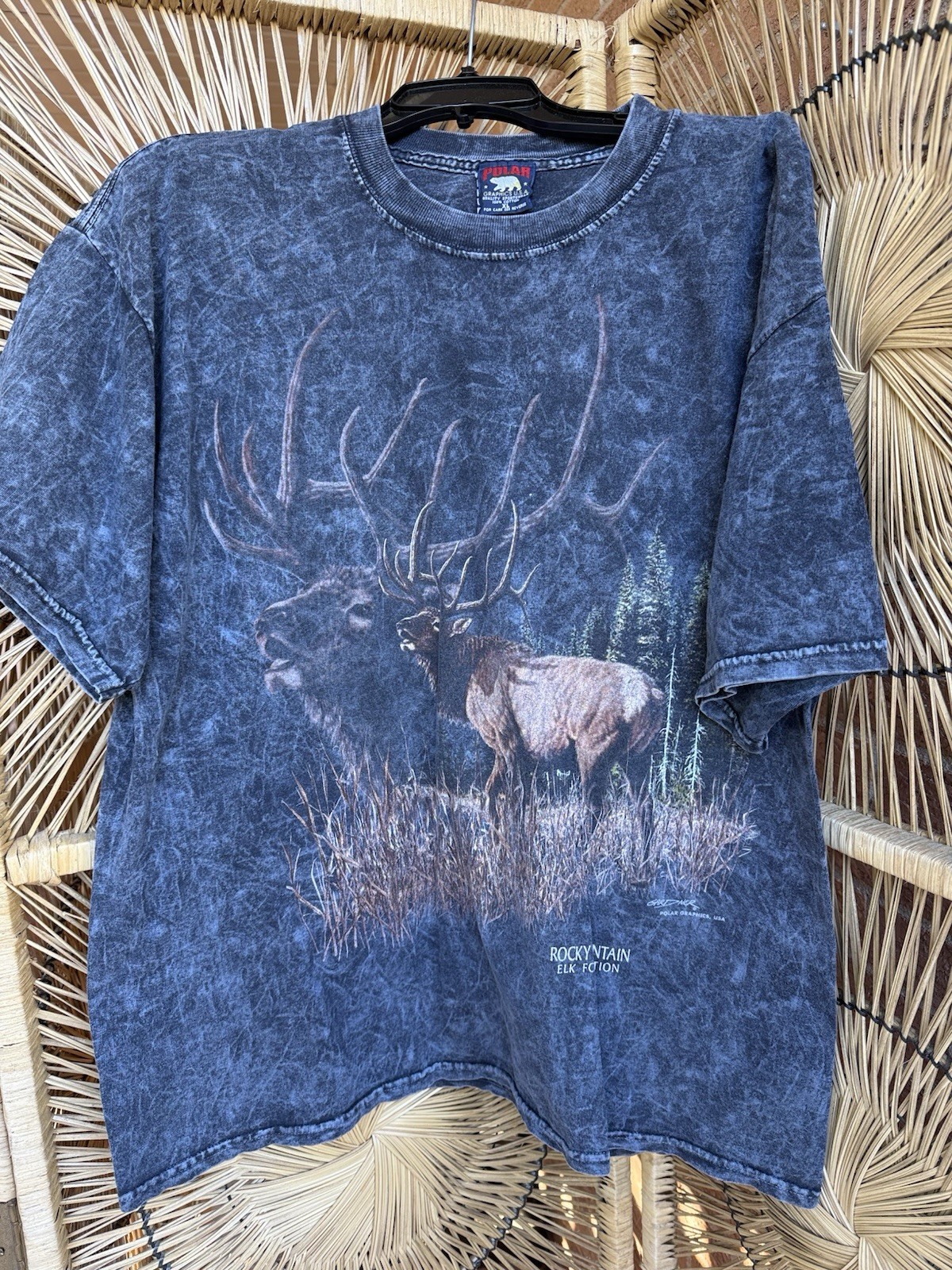 Polar Graphics Vintage Wildlife Deer T-Shirt XL Gray Tiedye Animal Graphic