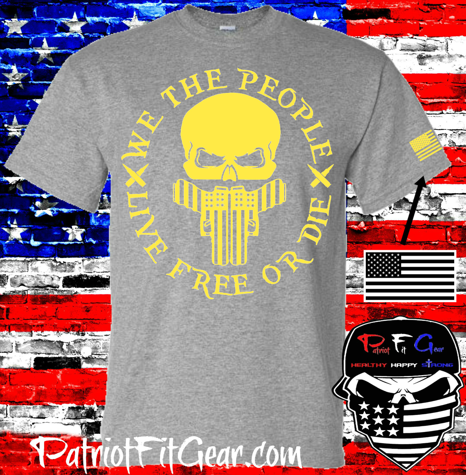 t-shirt, We Teh People, Live Free Or Die, Gun Rights, Skull,Patriotic,Custom tee