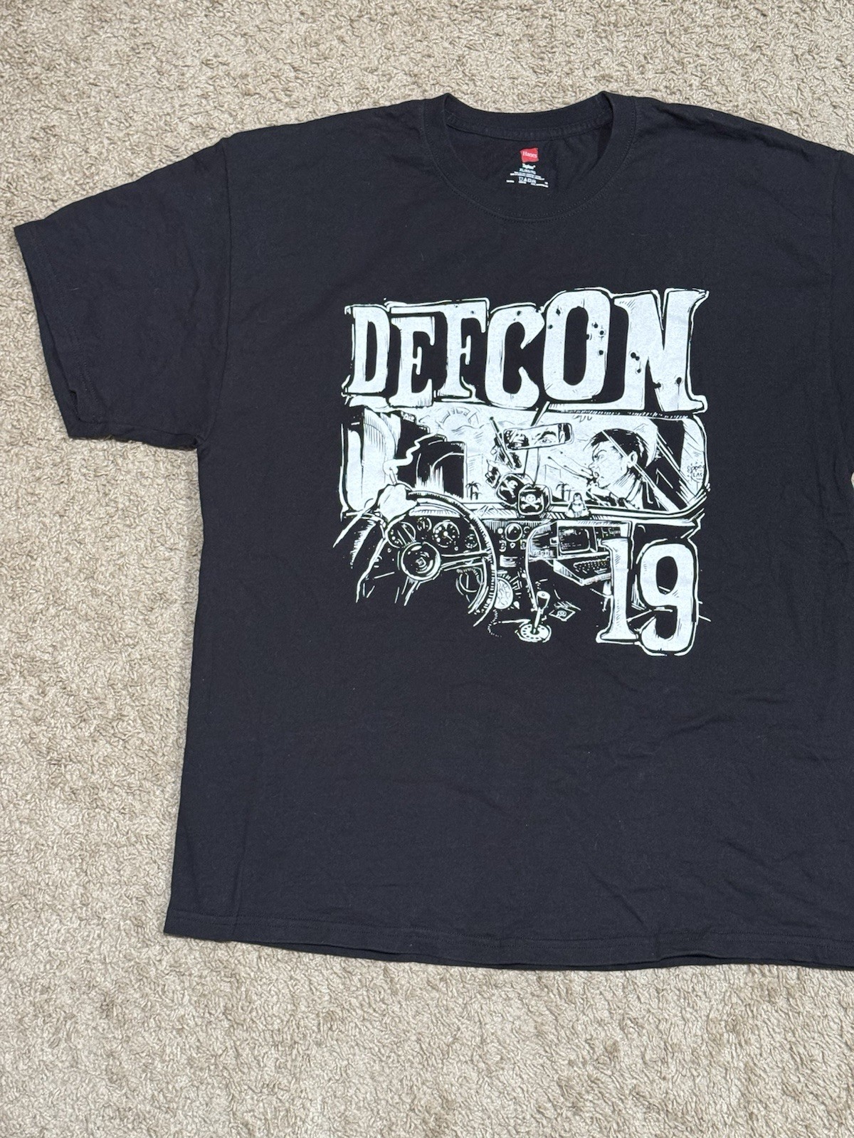 Hanes Men’s Black DEFCON 19 Hacker Graphic Logo Tagless Cotton T-Shirt XL