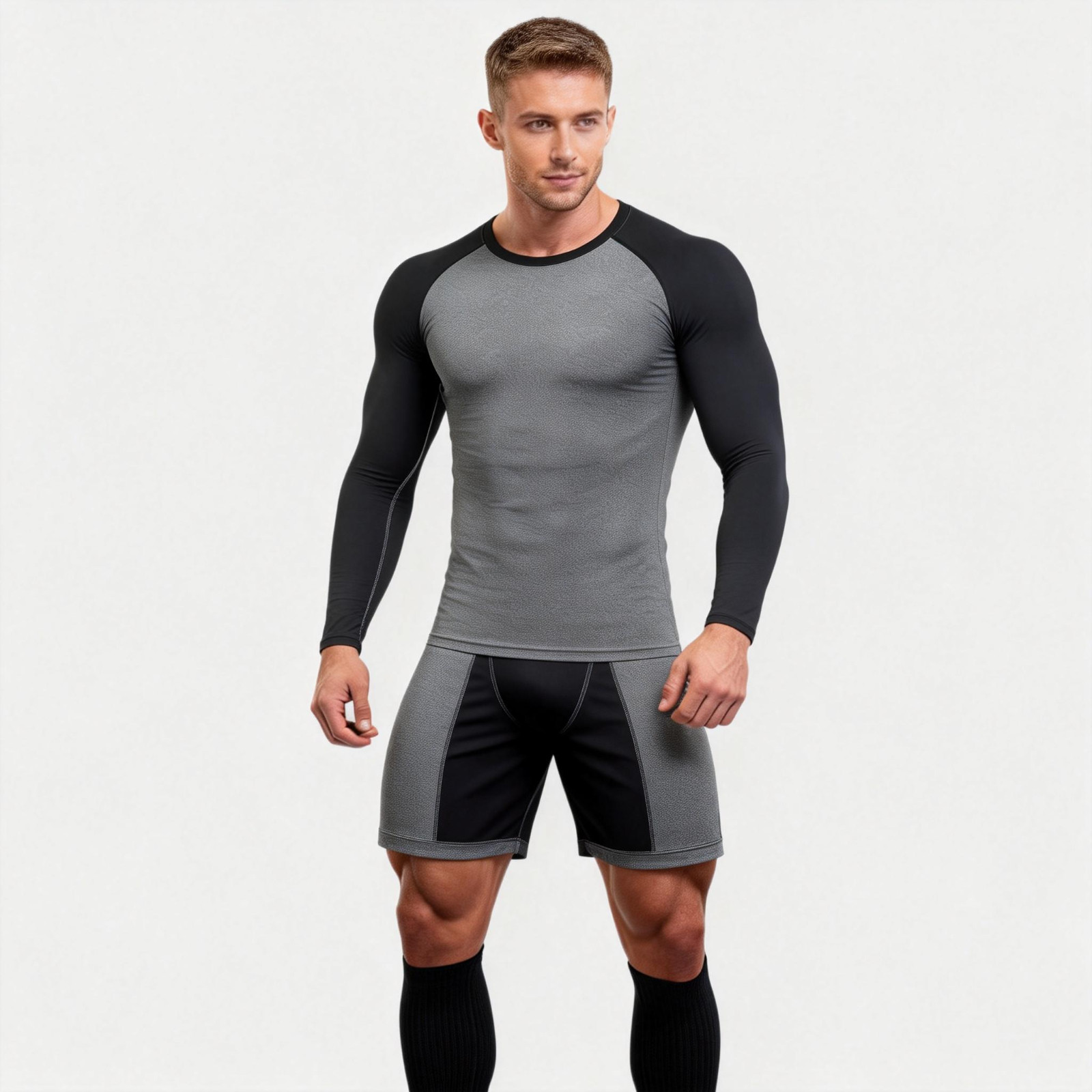 4 Colors Athletic Long Sleeve Compression Shirts Dry Fit Sports Gym Shirts