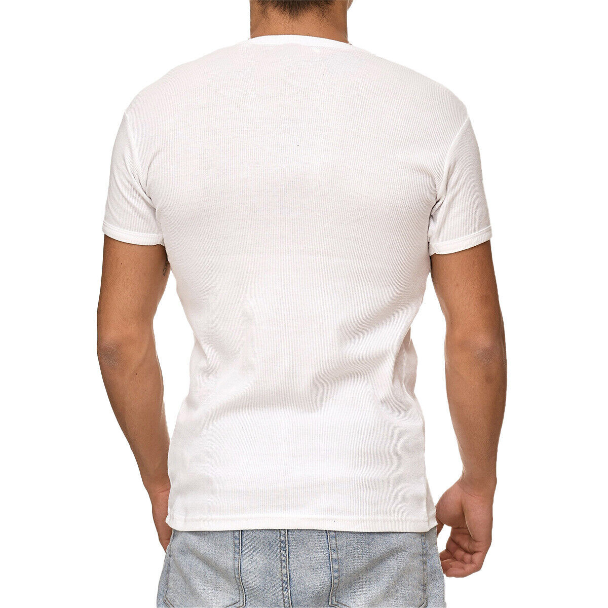 New Mens Slim Fit V Neck T Shirt Muscle Top Gym Short Sleeve Plain 100% Cotton