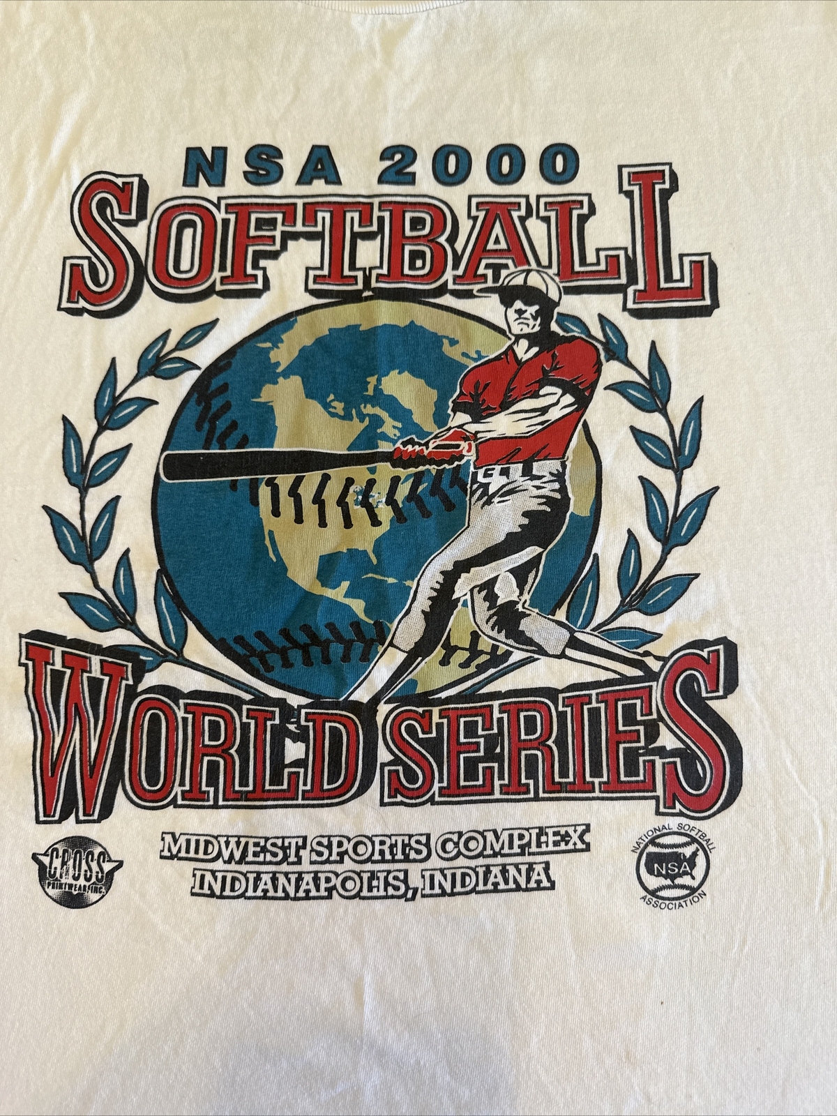 Vintage 00s Single Stitch NSA Softball T-Shirt Mens Size XL White Y2K
