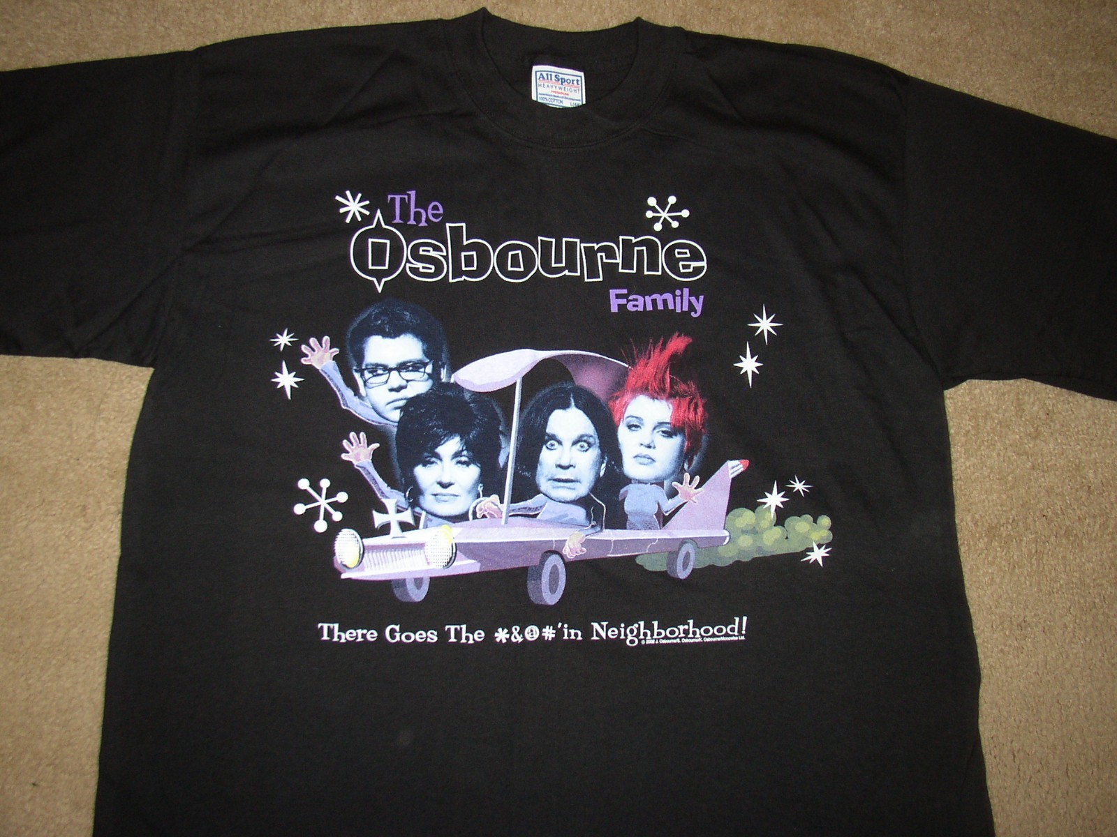 Vtg 2002 Osbourne Family CAR Shirt Men LARGE MTV TV Show Ozzy Y2K NEW OLD STOCK