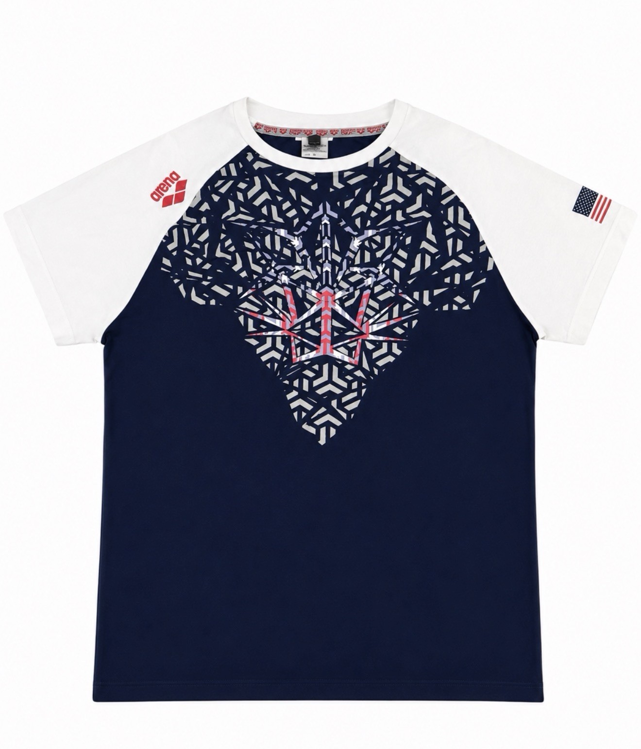 Arena USA OG Raglan T-Shirt Men’s XXL Navy White Geometric Graphic 100% Cotton