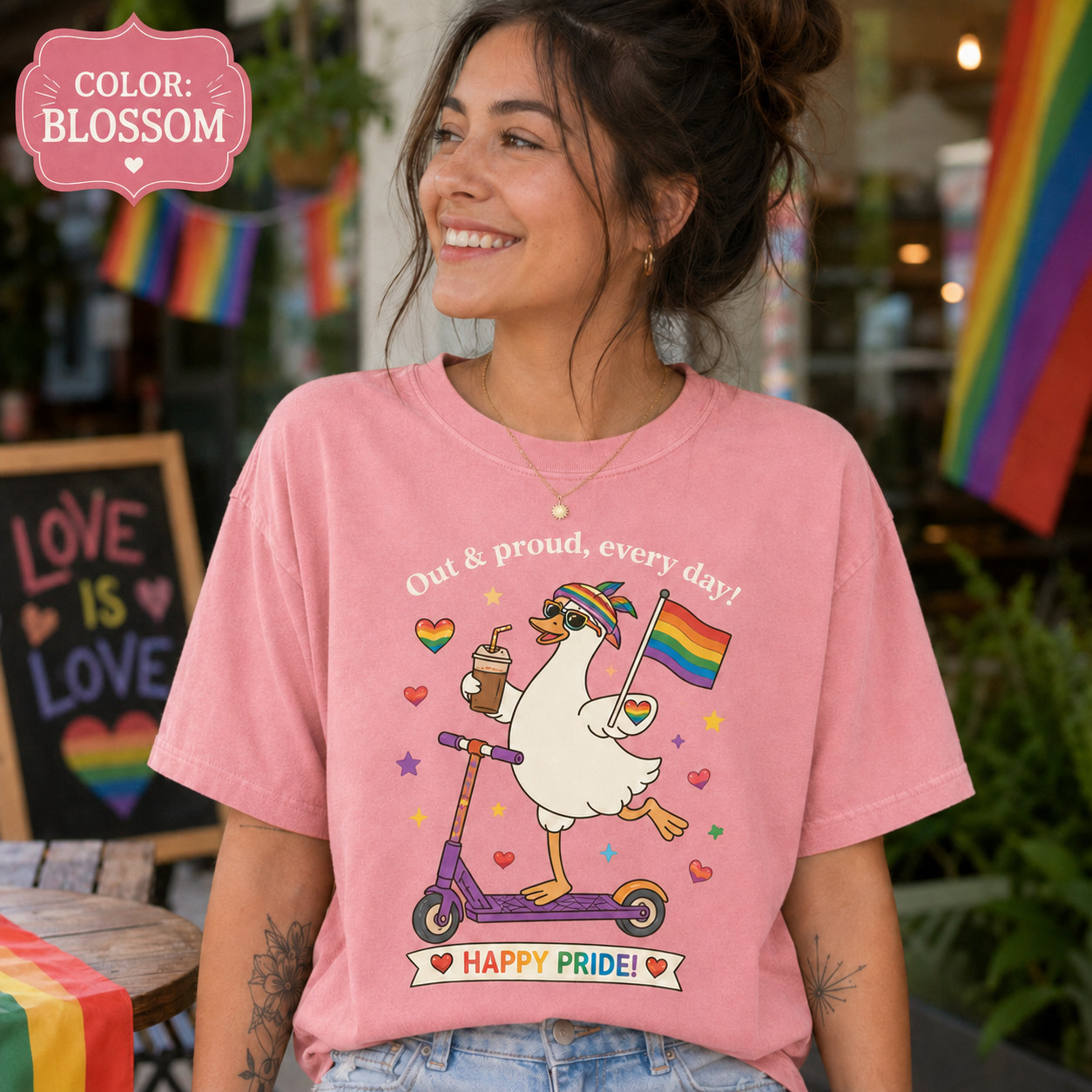 Funny Pride Goose Shirt LGBTQ Rainbow Duck Graphic Tee