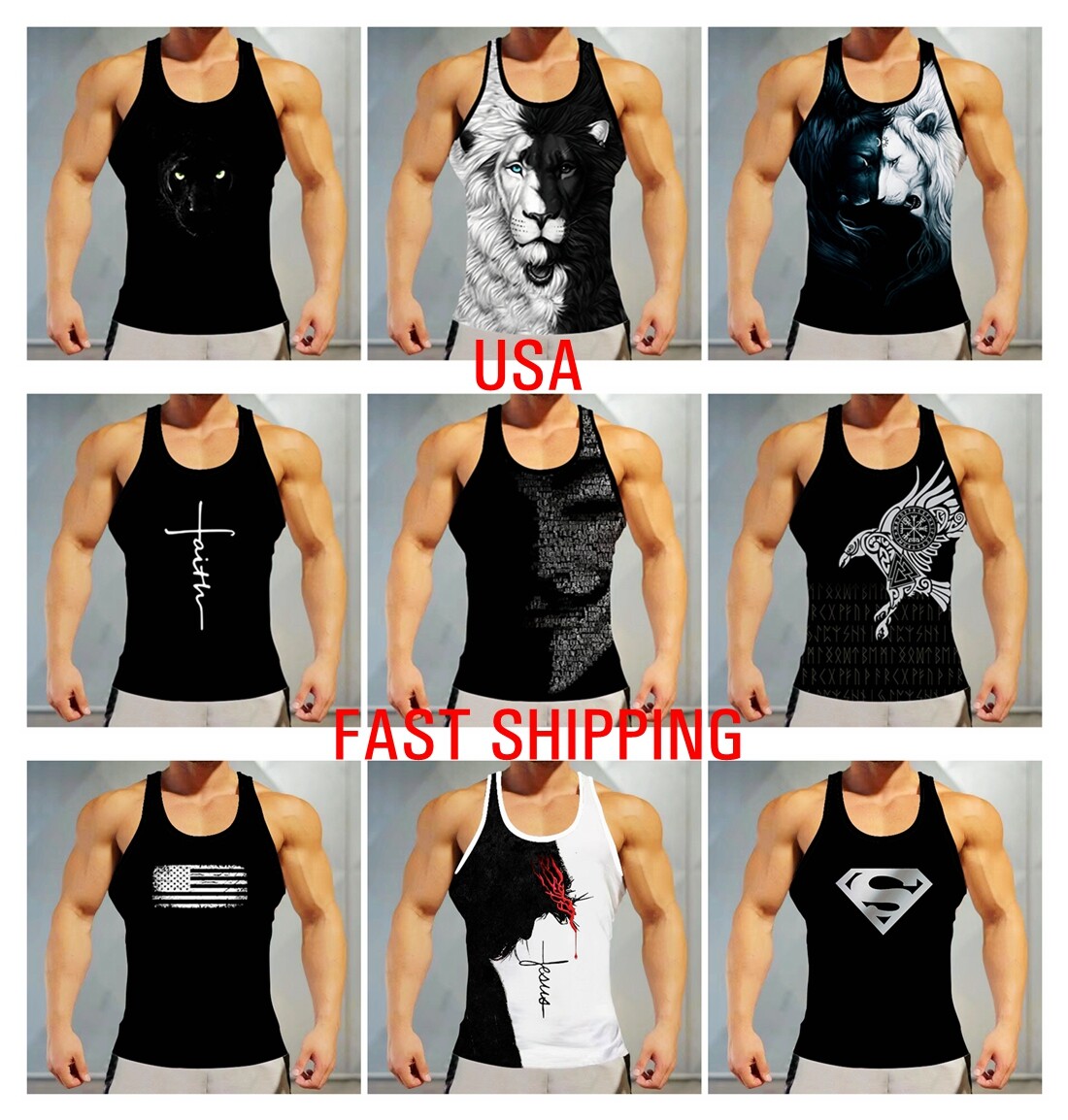 Tank Top Men’s Vest Fitness Muscle Sleeveless Quick Dry Wicking Athletic T Shirt