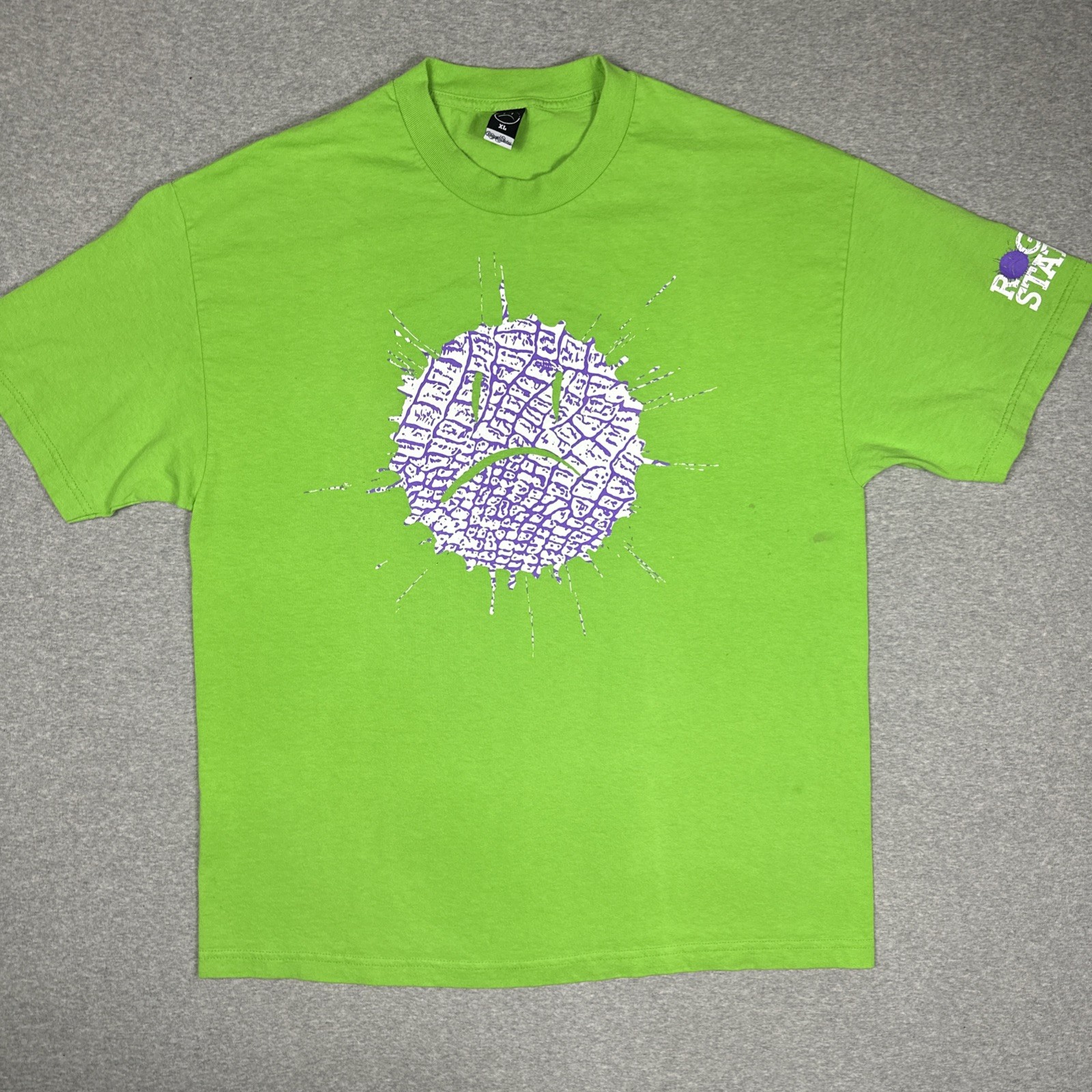 Rogue Status T Shirt Mens Extra LArge Green Frowny Smiley Y2K Skate Rob Dyrdek