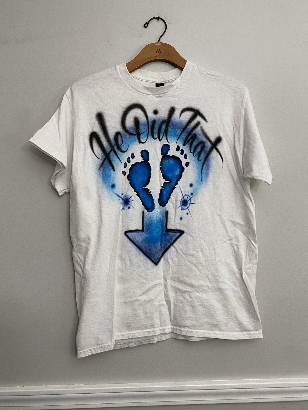 He Did That Pregnancy Funny Airbrushed T Shirt – M