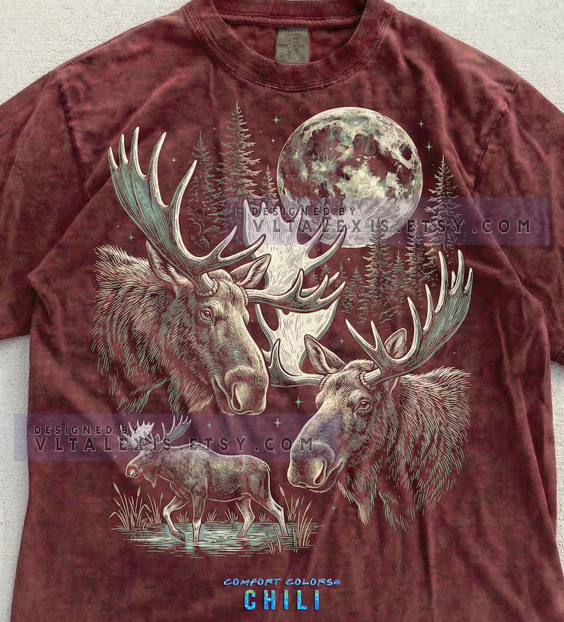 Moose Wildlife Nature Animal Lover Forest Outdoors Camping Comfort Tee