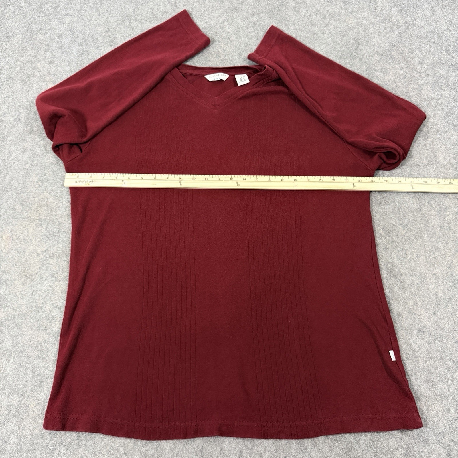 Covington Long Sleeve Pullover Ribbed Knit V-Neck Shirt Fits Men’s Sz Large Red