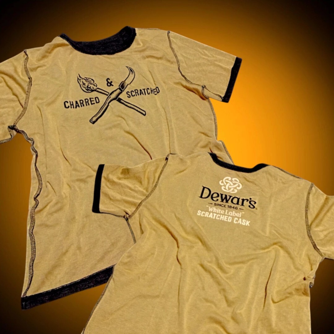 Dewar’s High-End Gold & Black SS Reversible Crew Neck Luxury Knit Shirt M-L-XL