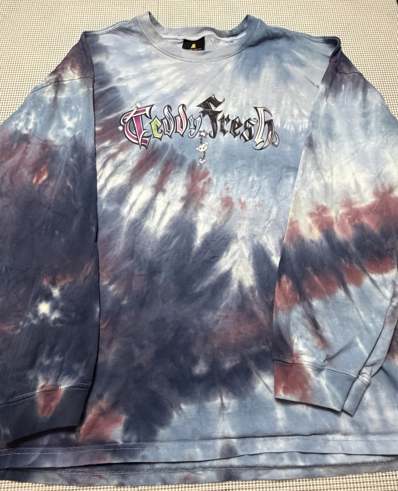 Teddy Fresh Tie Dye Long Sleeve T Shirt Mens 2XL Spellout