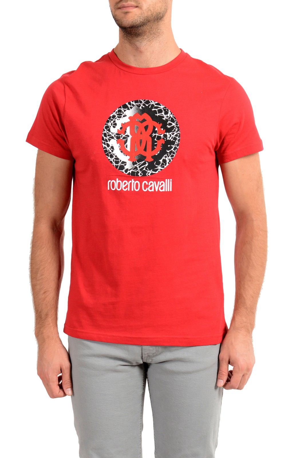 Roberto Cavalli “Beachwear” Men’s Red Graphic Print T-Shirt US 2XL IT 56