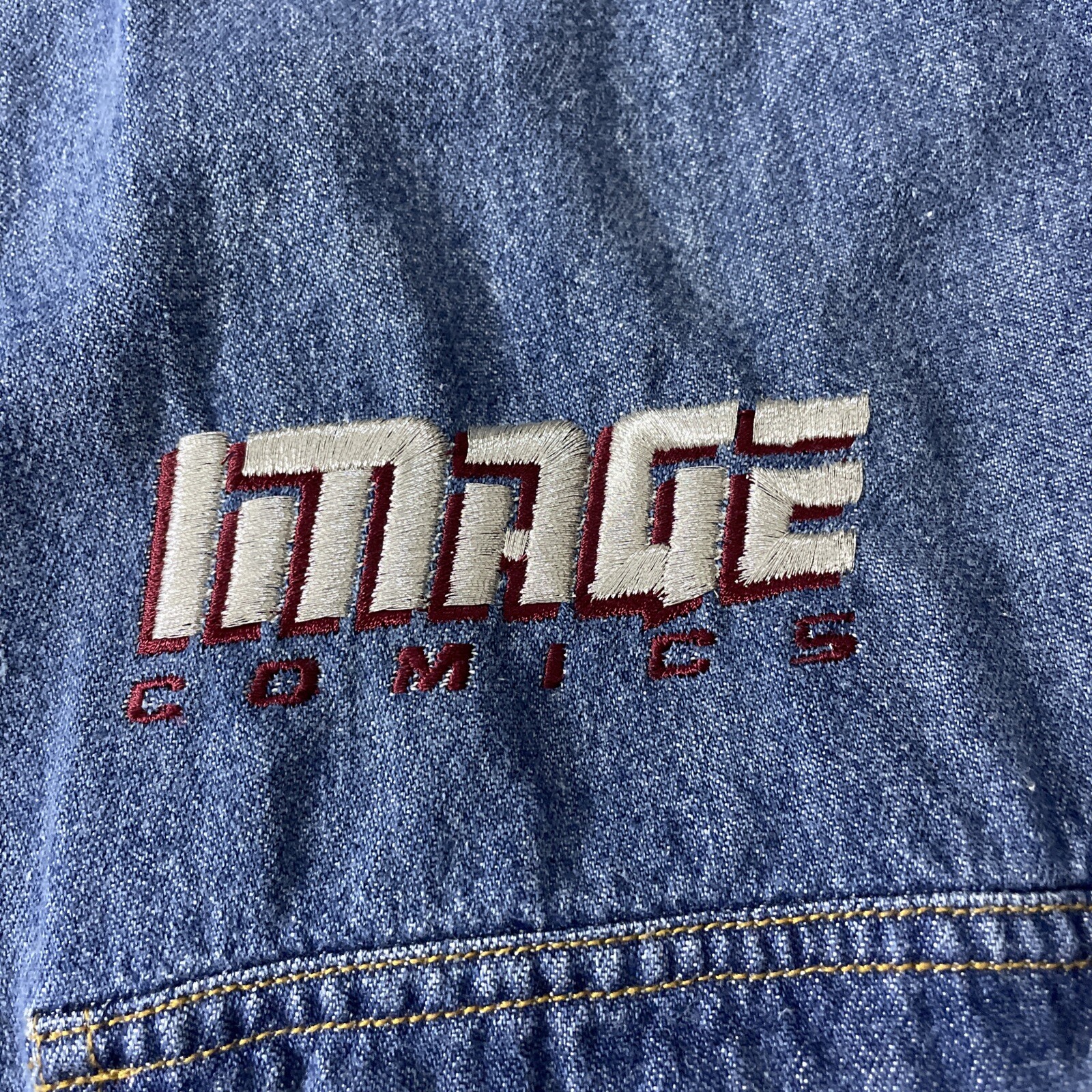 VINTAGE 90s COMIC IMAGES Marvel Promo Event Denim Jacket Sz XL Stan Lee Comics