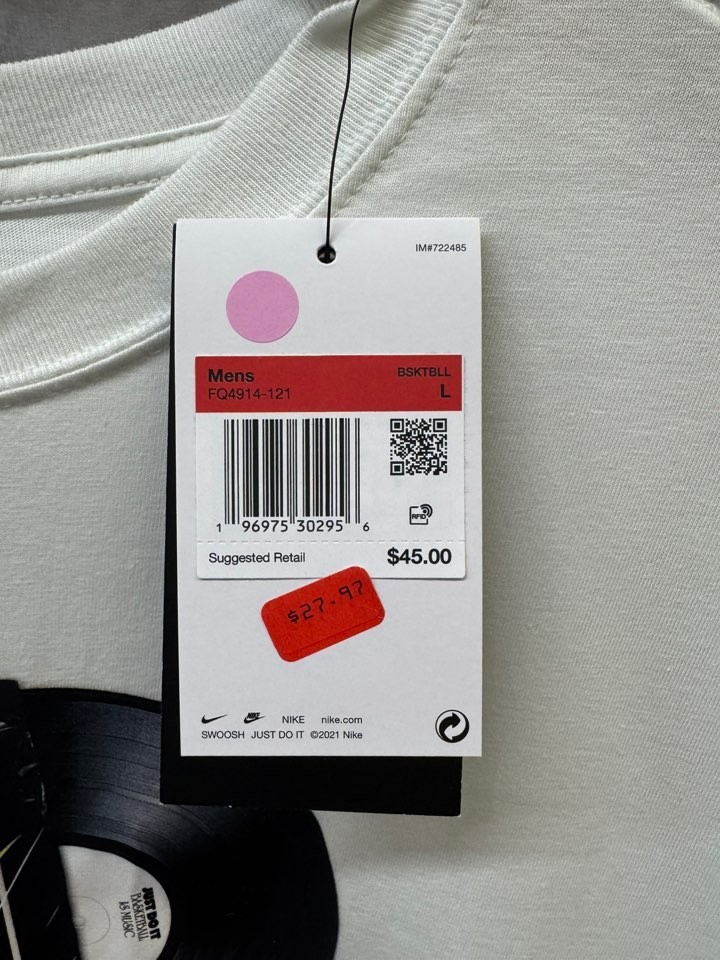 Nike Max90 White Basketball Tee Men’s Loose Fit