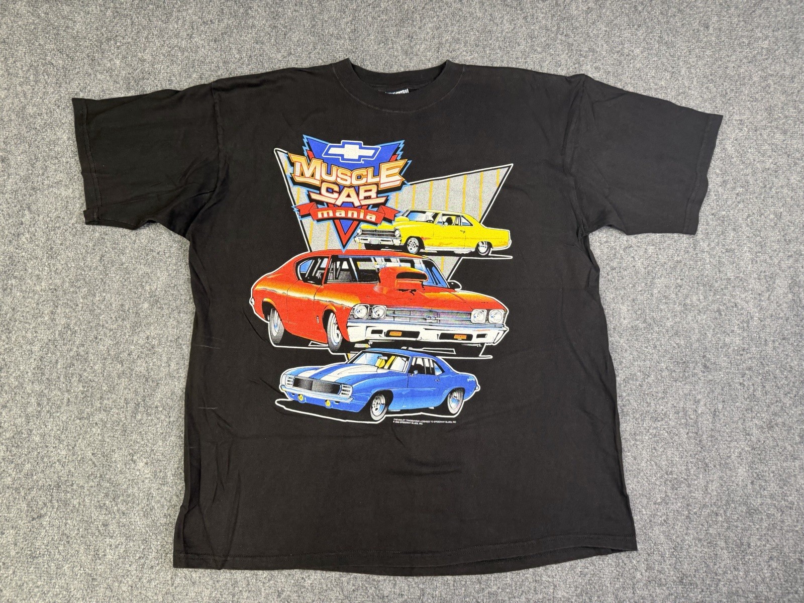 Vintage Y2K Chevrolet Muscle Car Mania T-Shirt Size XL Hot Rods Drag Racing
