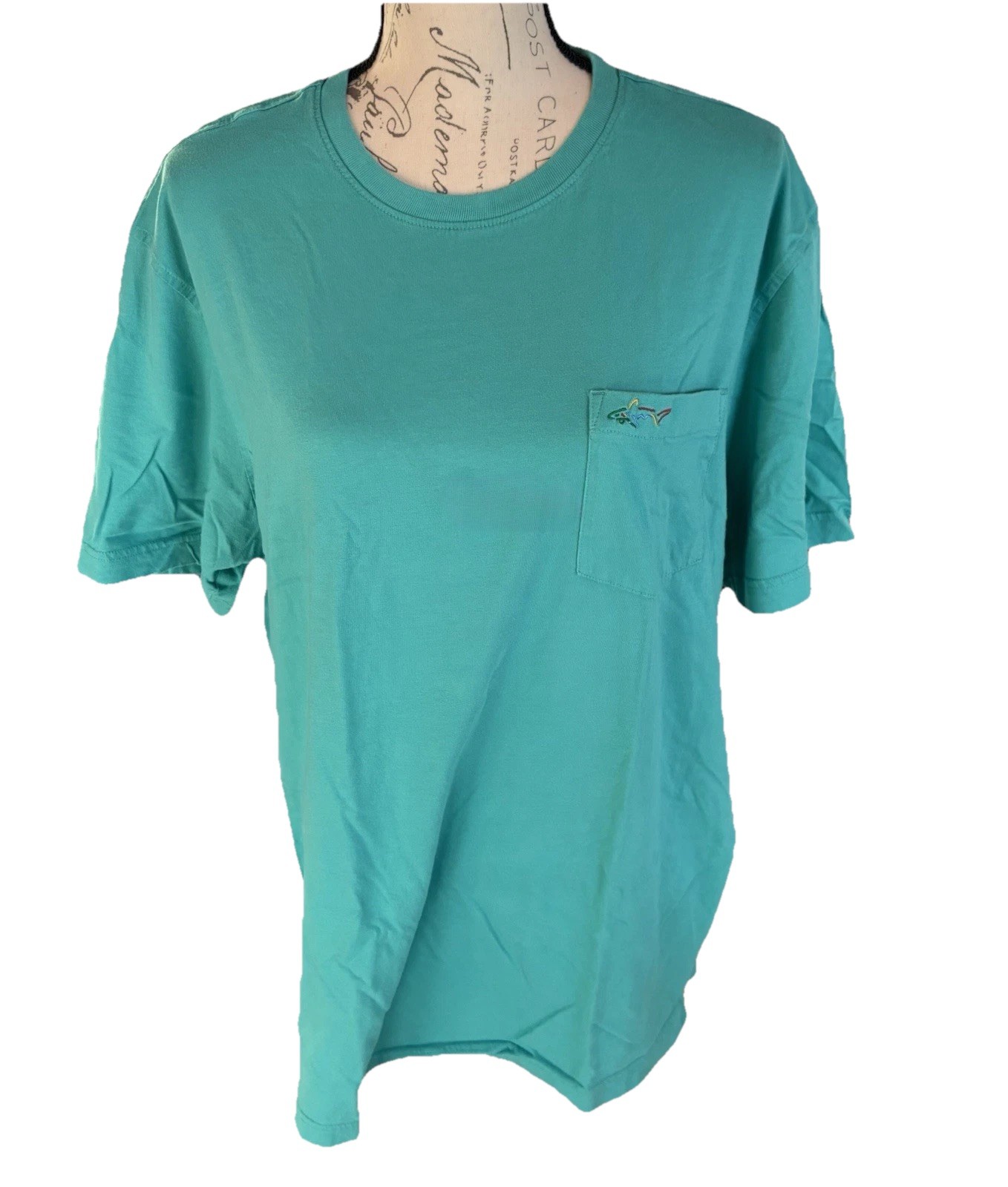 Greg Norman Pocket T Shirt Men’s XL Teal Green Fish Logo Casual Workwear Golf