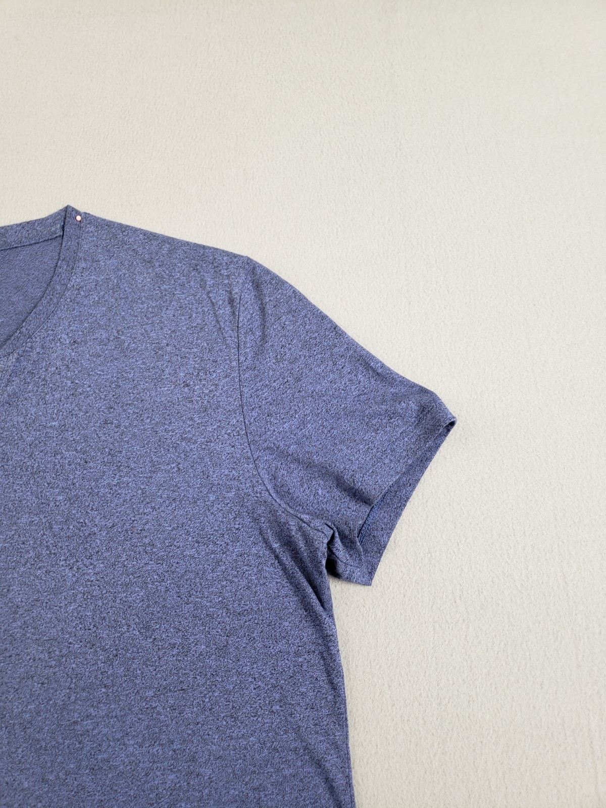 Alfani Men T Shirt L Blue Textured Henley Short Sleeve Stretch Summer Casual