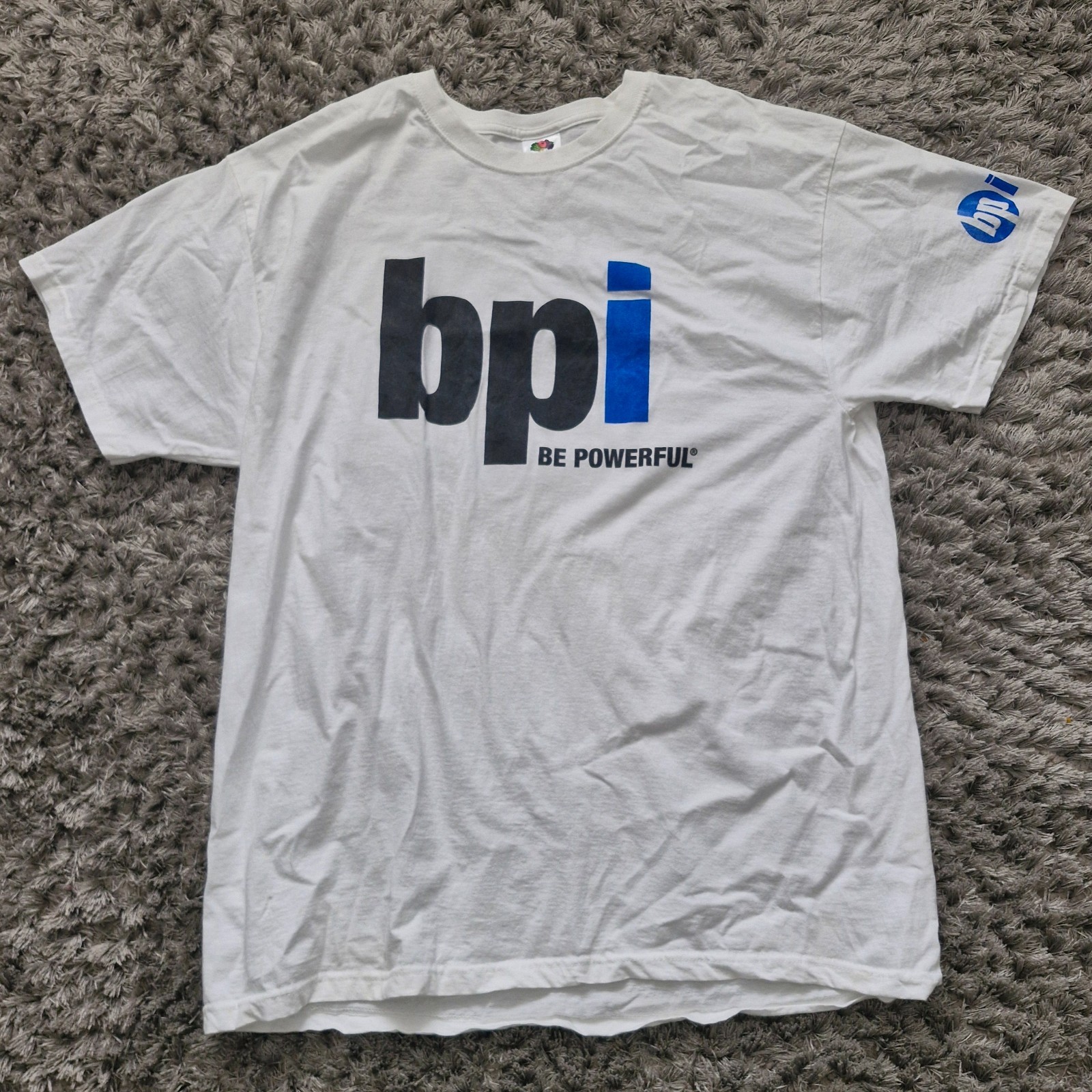 BPI Weightlifting Bodybuilding T Shirt Mens XL White Be Powerful Training Top