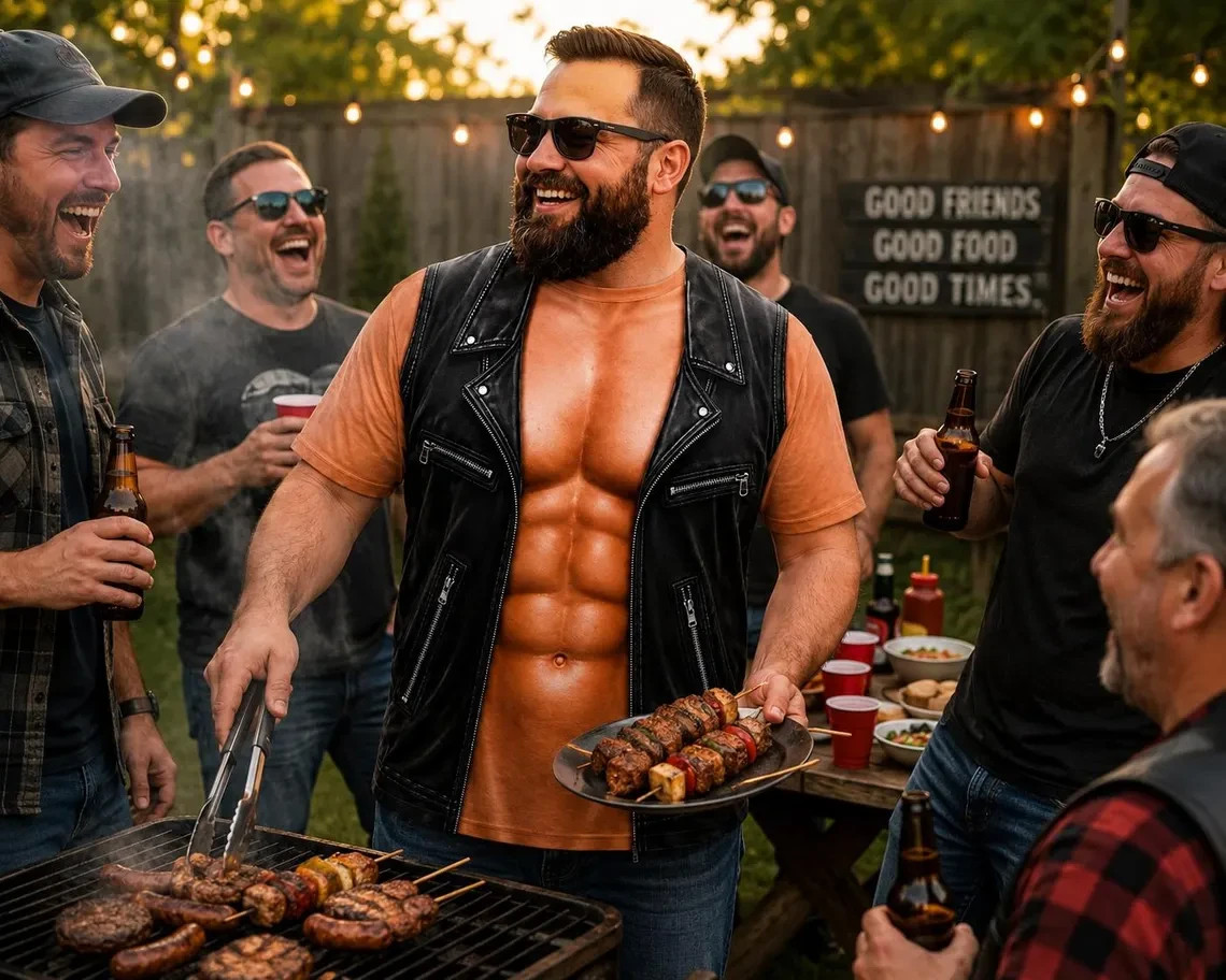Personalized Six Pack ABS with Biker Vest Men Funny 3D T-Shirt, Funny Motorcycle