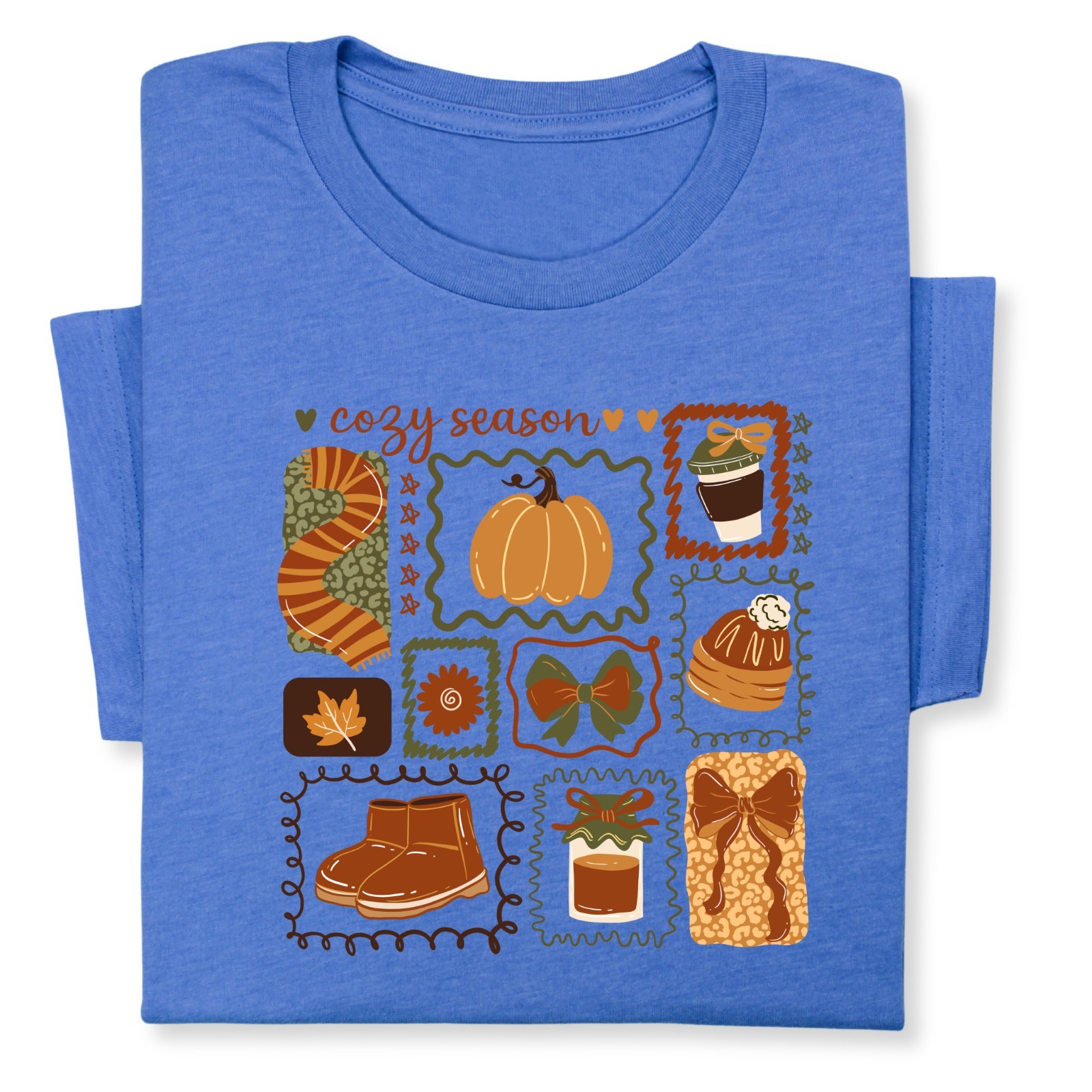 Cozy Season Fall T-Shirt, Autumn Coffee Pumpkin Graphic Tee Gift