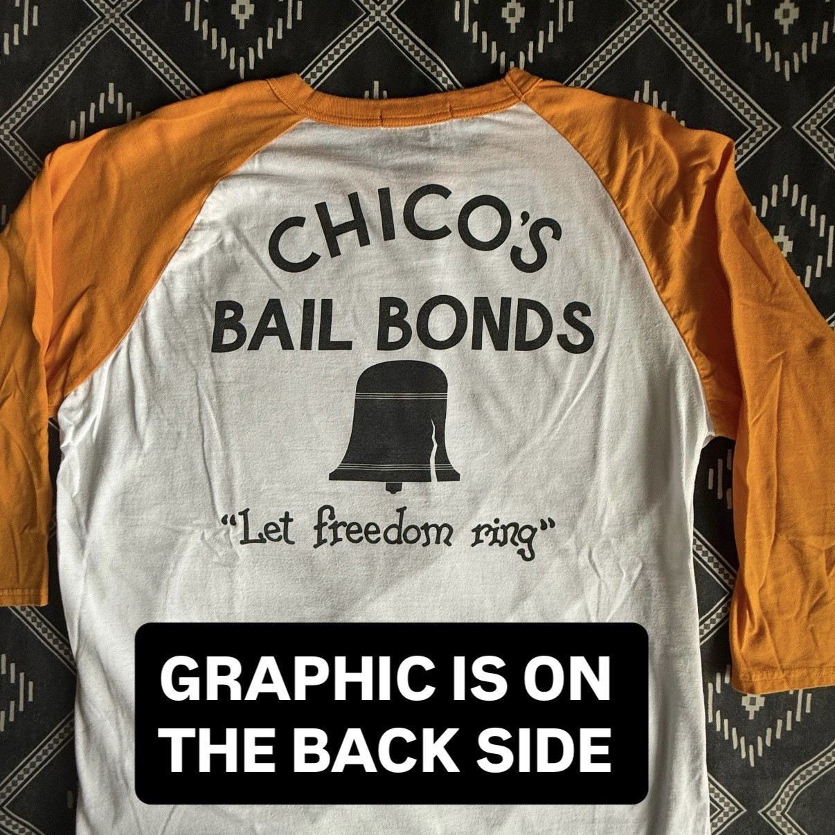 BAD NEWS BEARS Chico’s Bail Bonds Baseball Movie Raglan Shirt. LARGE Preowned NV