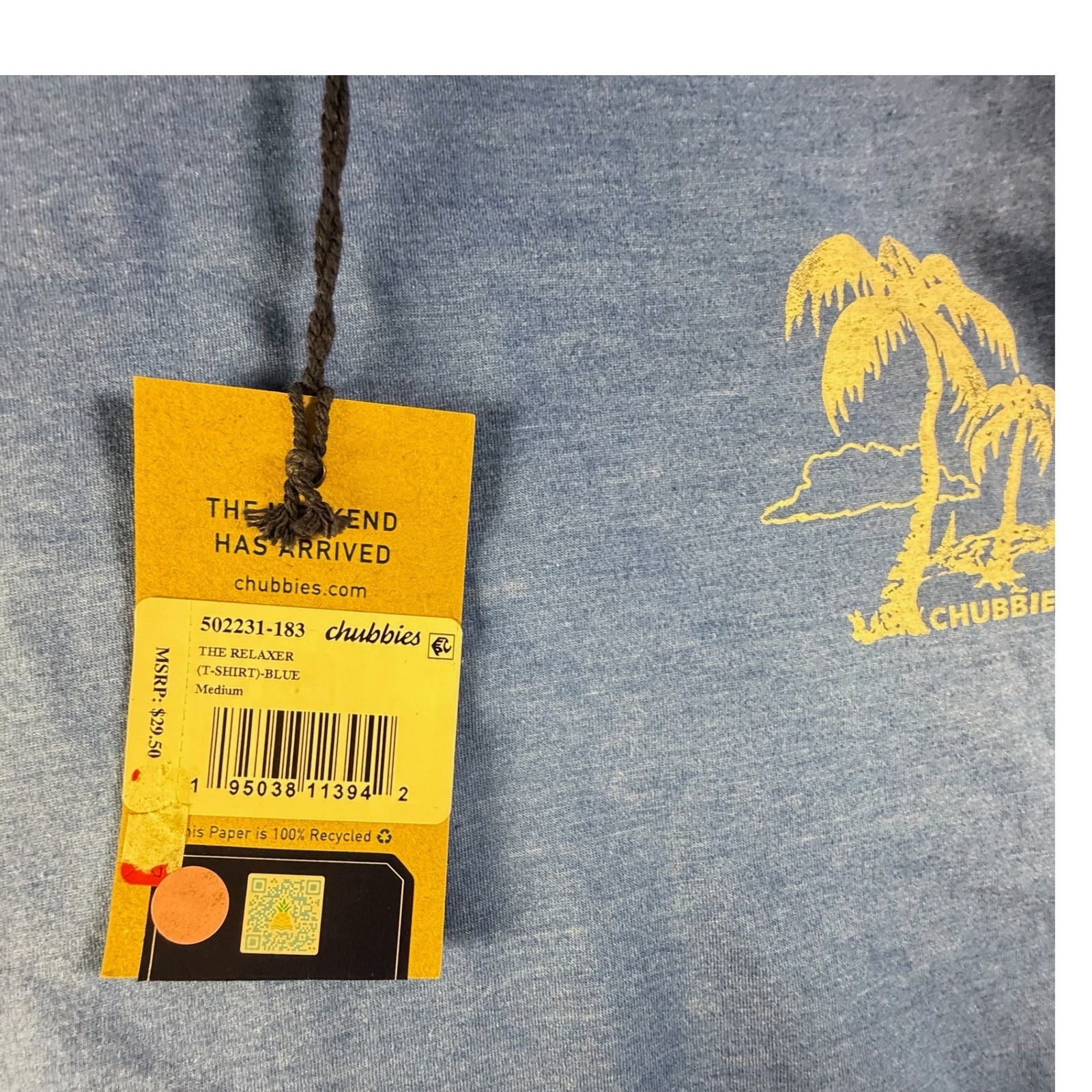 Chubbies T-Shirt Mens Medium Blue NEW The Relaxer Weekend Graphic Palm Tree