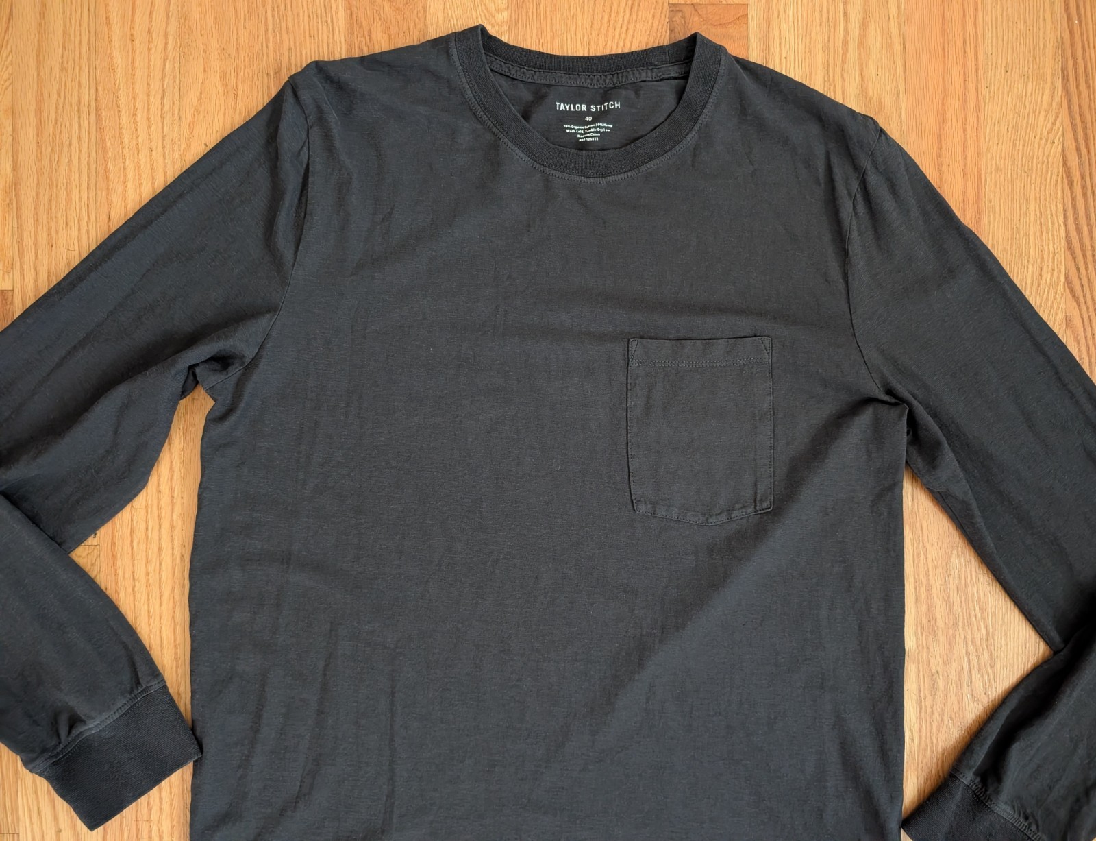 Taylor Stitch The Cotton Hemp Long Sleeve Tee in Charcoal Gray M 40