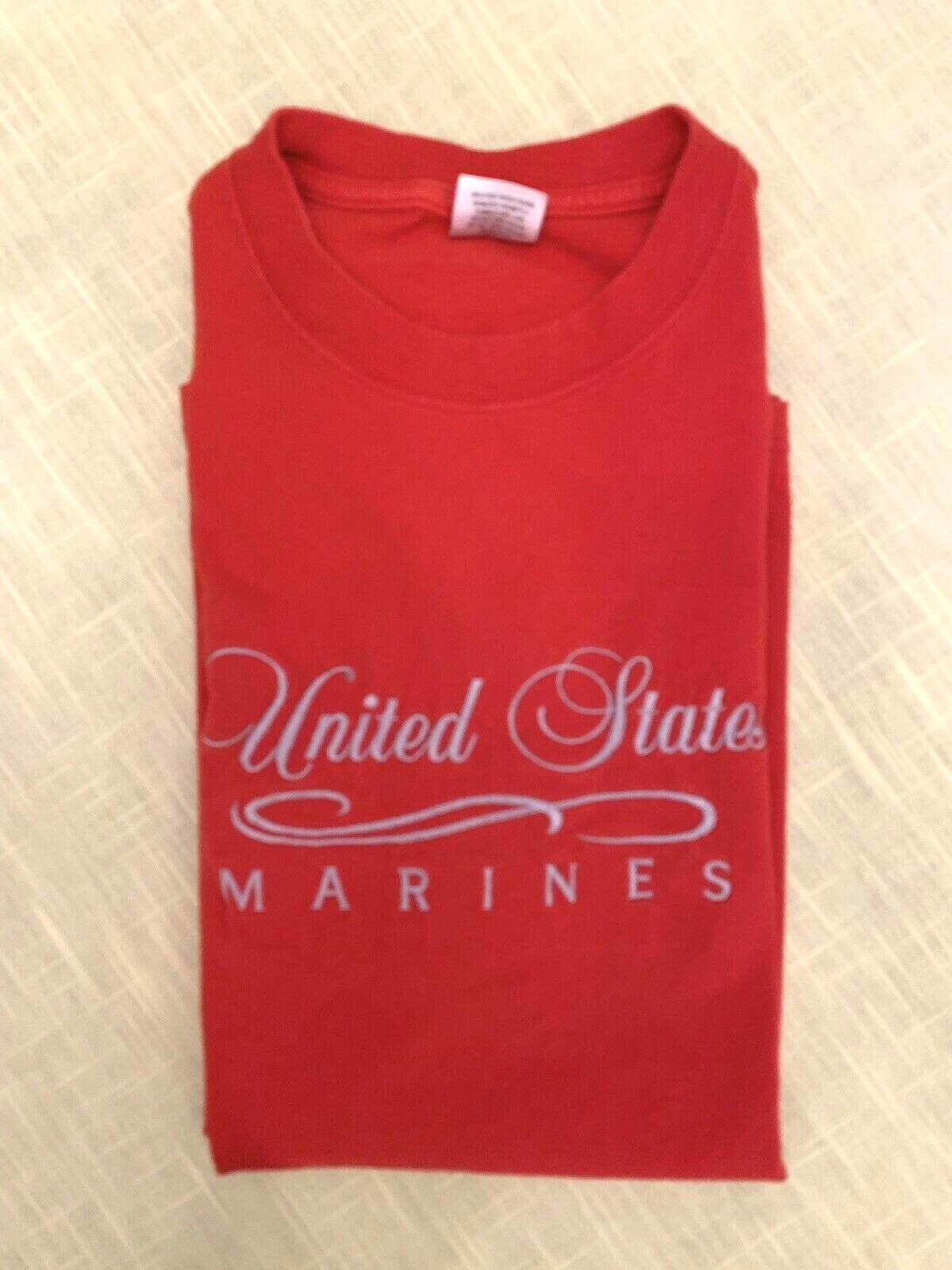 Vtg United States Marine Corps Script Logo T Shirt LARGE M.J. Soffe Semper Fi
