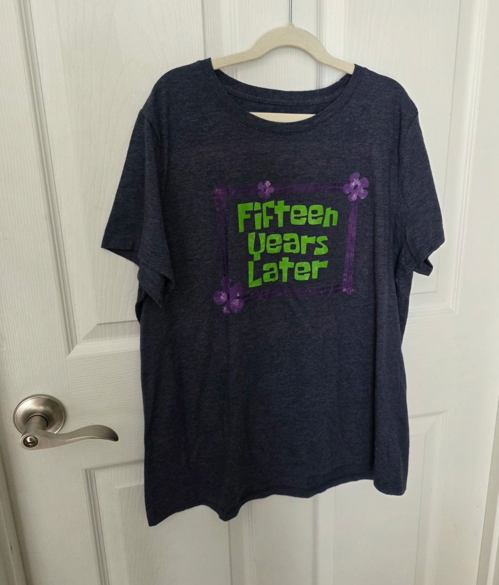 Gildan Softstyle SpongeBob SquarePants Fifteen Years Later T-Shirt Gray L