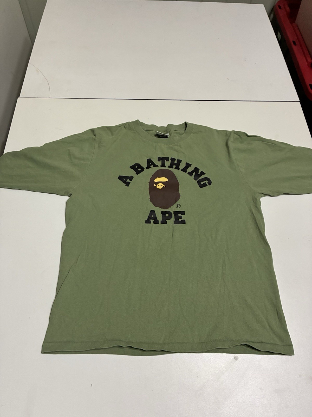 Vintage BAPE A Bathing Ape Shirt Medium Olive Long Sleeve Skater Streetwear Y2K