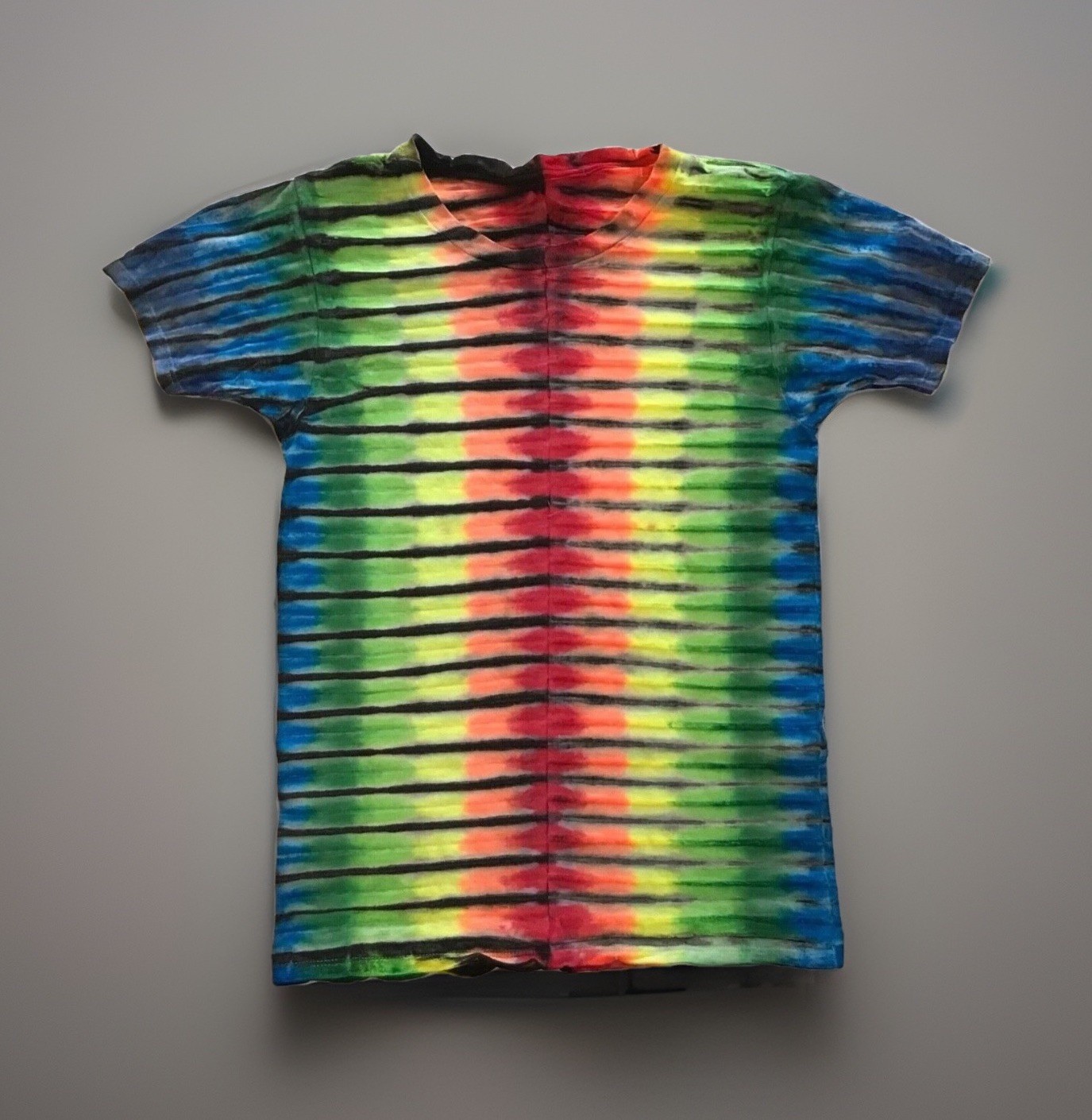 *New* 2XL – Sm Handmade Tie Dye, Rainbow Lava Bands (No pink) Crew or V-Neck