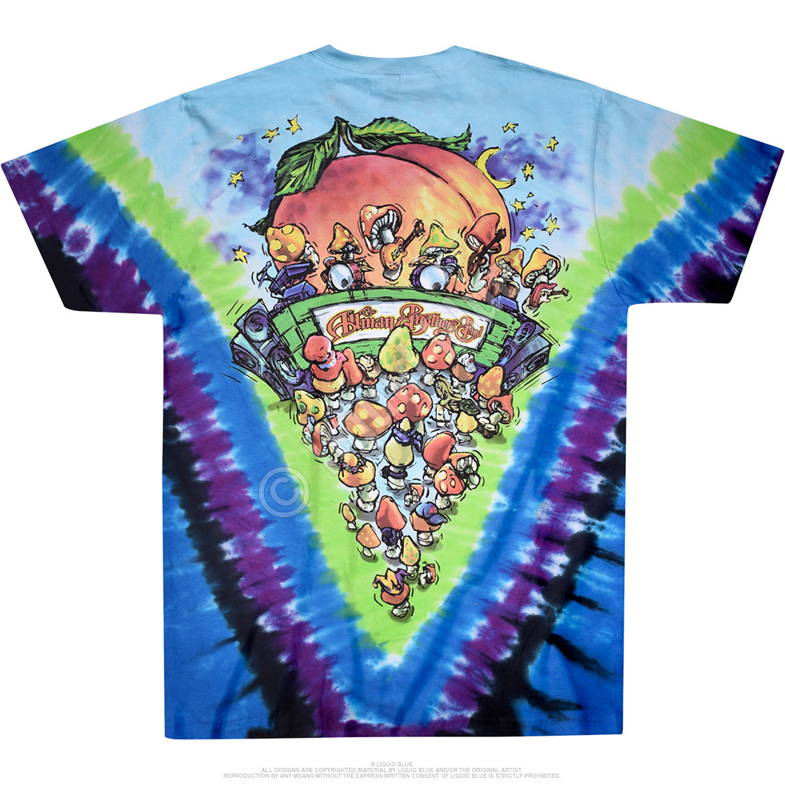 ALLMAN BROTHERS-PEACH MUSHROOM-TIE DYE T-SHIRT M-L-XL-XXL Trucks,Haynes,Betts