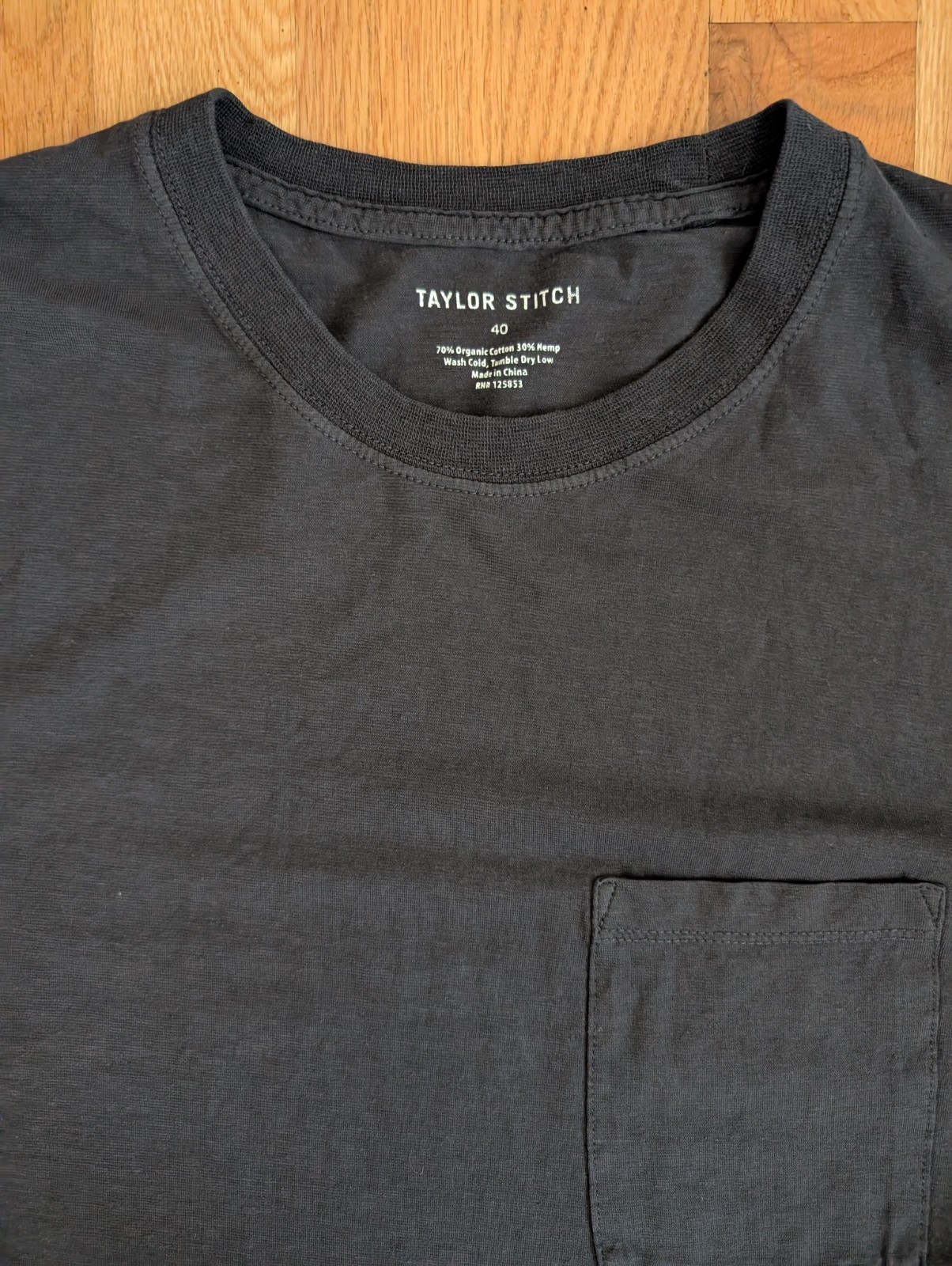Taylor Stitch The Cotton Hemp Long Sleeve Tee in Charcoal Gray M 40
