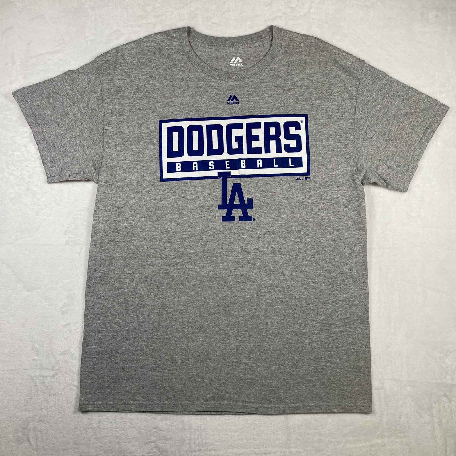 Majestic LA Dodgers Men’s Graphic T-Shirt Heather Gray Size Large Baseball Logo