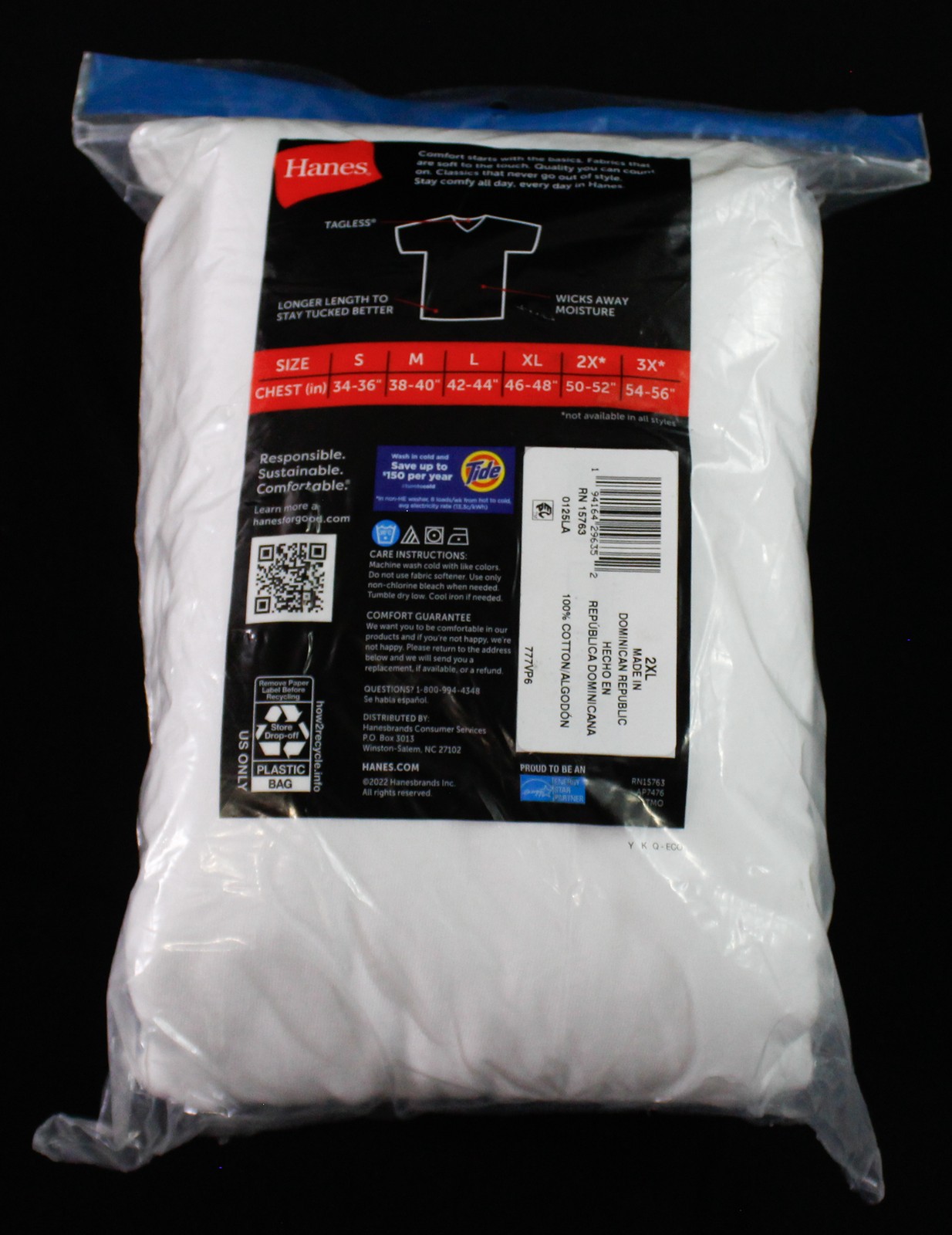 Hanes Men’s Soft Breathable 6 Pack V Necks BM7 White Size: 2XL NWT