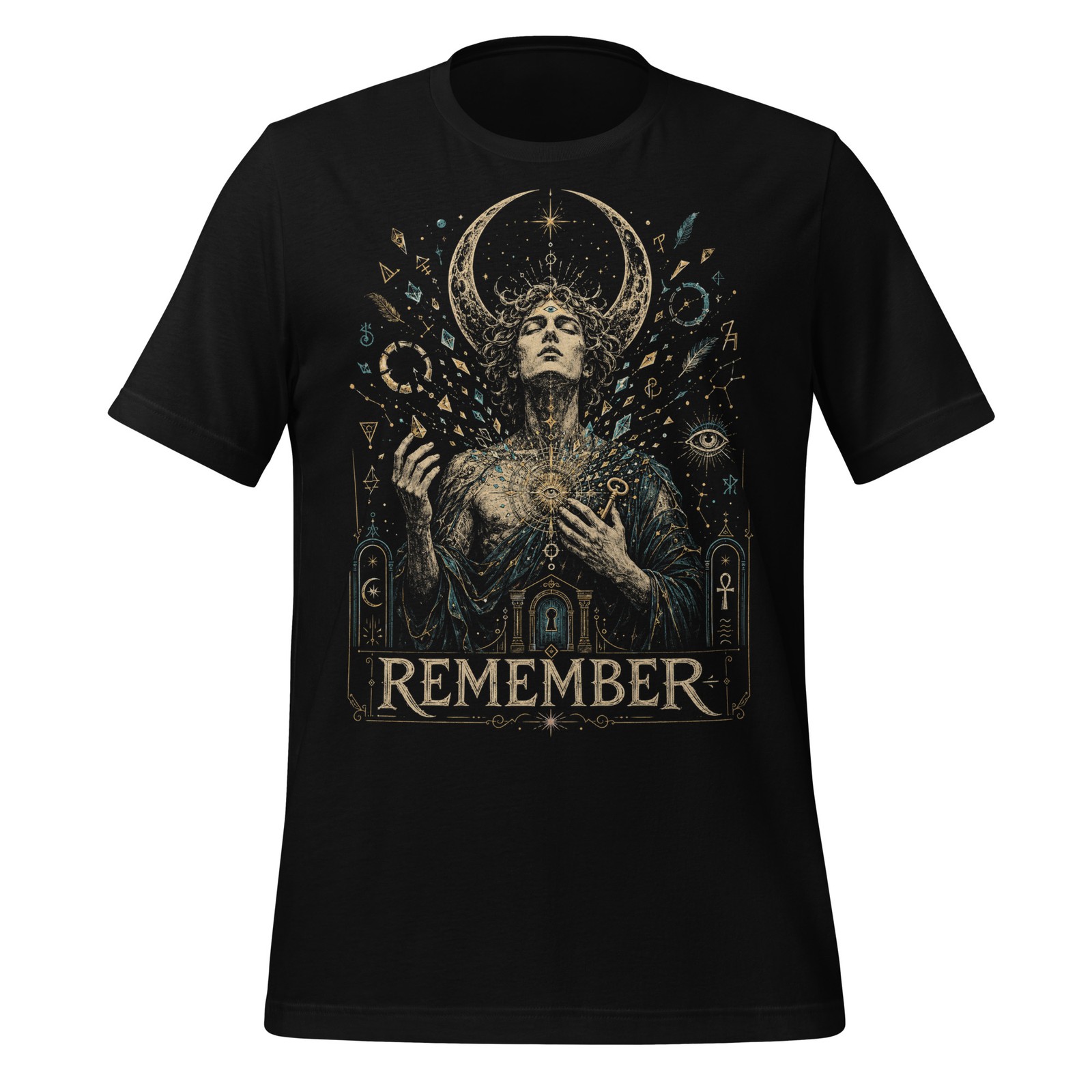 Remember Ancient Wisdom Shirt Sacred Geometry Esoteric Art Ouroboros Tee XS-5XL