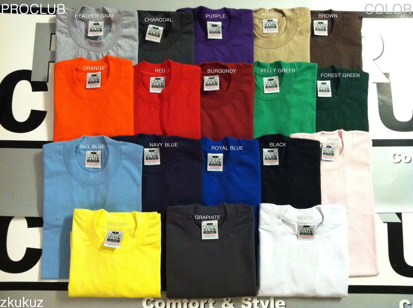 12 NEW PROCLUB HEAVY WEIGHT T-SHIRT COLOR PLAIN PRO CLUB TEE BLANK MEDIUM 12PC