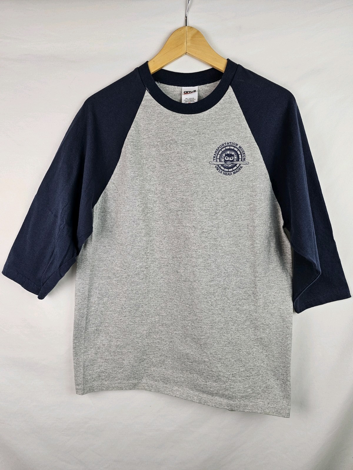Transportation Museum Owls Head Maine Shirt Adult Medium Gray 3/4 Sleeve T-Shirt
