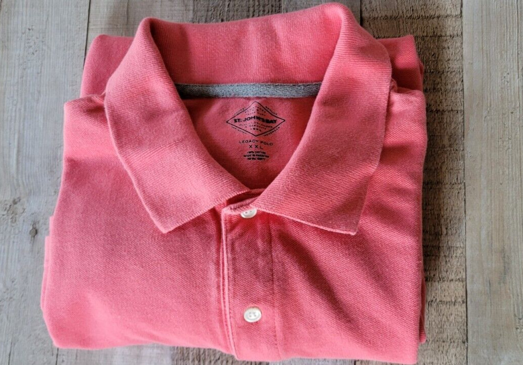 St Johns Bay XXL 2XL Mens Polo Shirt Short Sleeve Easy Care Pockets Pink Salmon