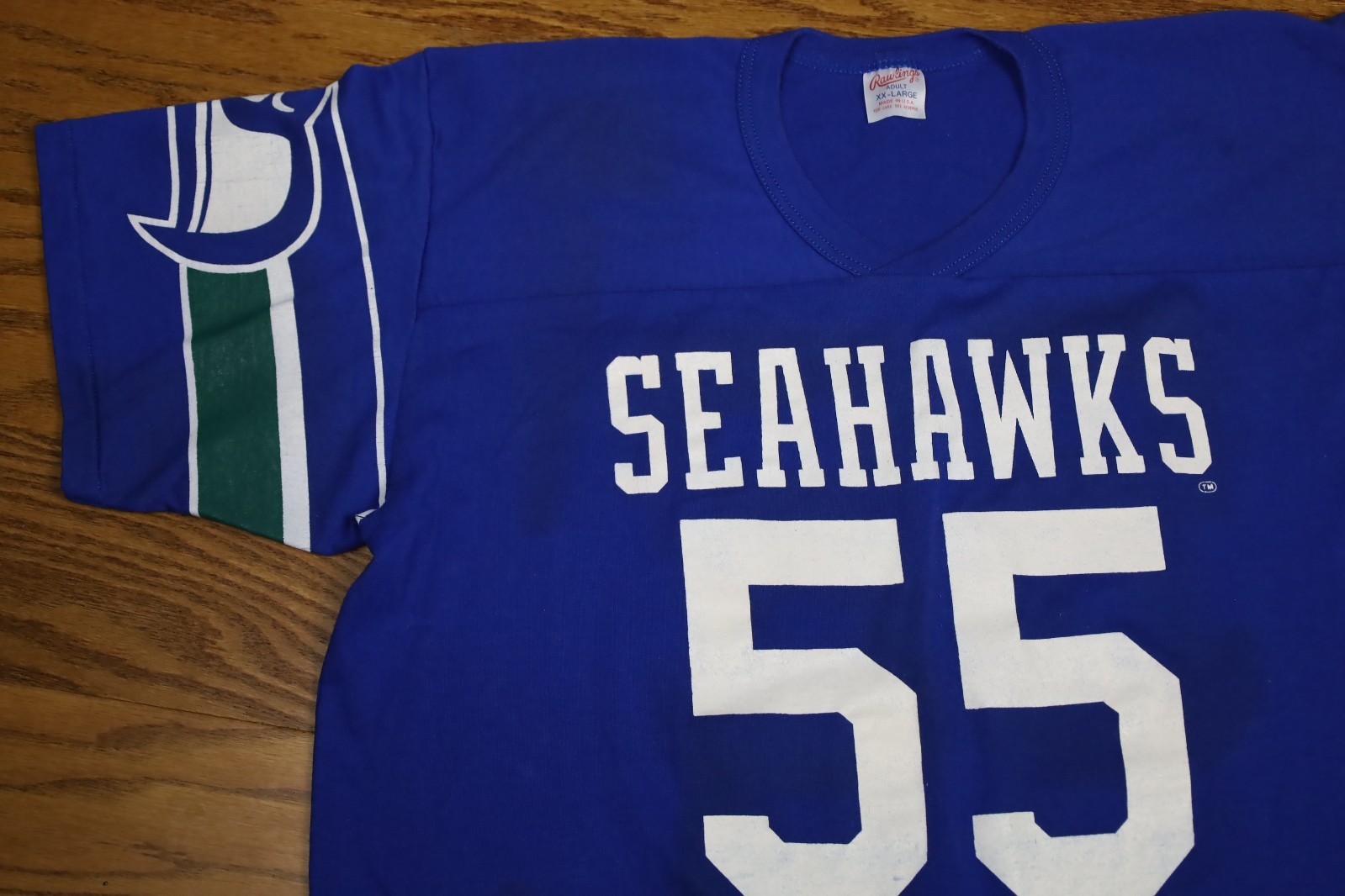 Vintage 80s Seattle Seahawks Rawlings 55 Brian Bosworth Jersey Shirt Cotton XXL