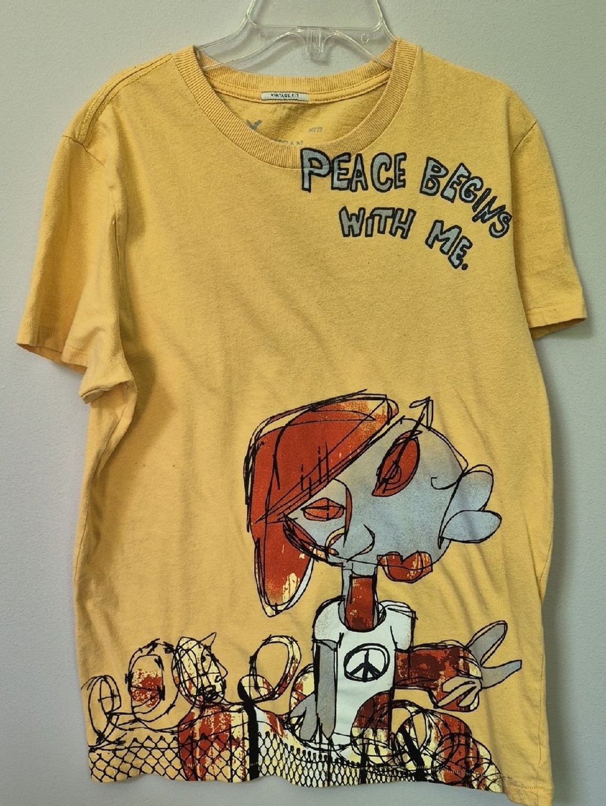 American Eagle Outfitters X Daniel Johnston Graphic Tee Peace Begins With Me