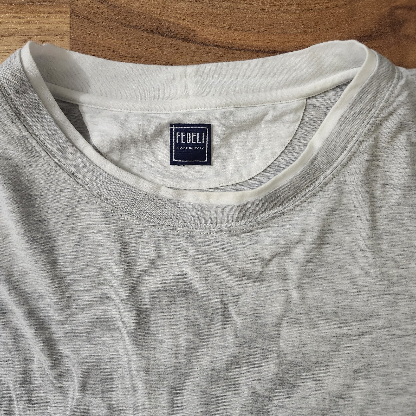 Fedeli Italy Men’s Duo Cotton Jersey Mèlange T-shirt Grey/White Size XXL