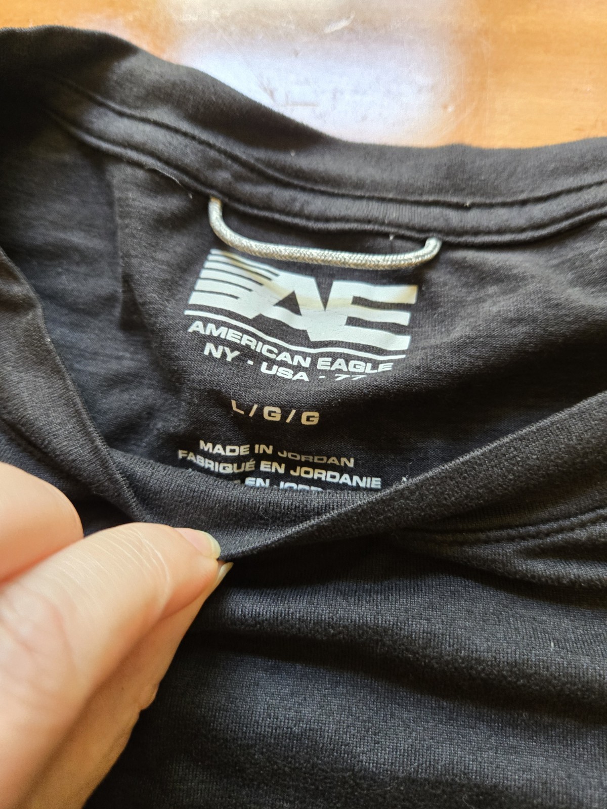 American Eagle Men’s Black Solid Logo Crew Neck Short Sleeve T-Shirt Size L