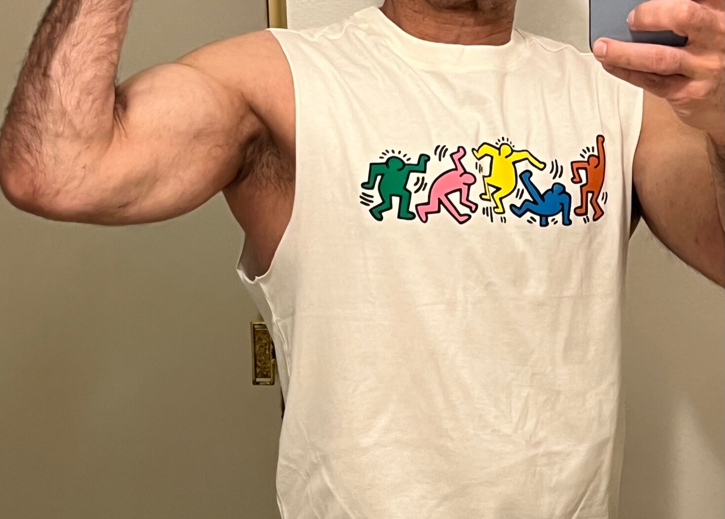 KEITH HARING Licensed Muscle Shirt NEW S, M, L, XL, XXL PRINT ON BOTH SIDES NWT