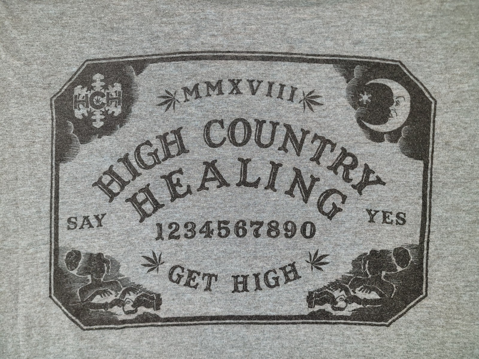 High Country Healing Ouija Board Get High Gray Graphic Print Tee Size XL